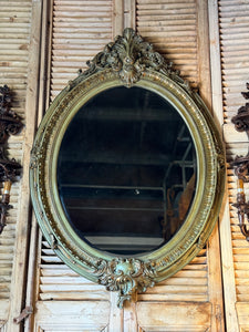 Large Oval Rococo Sable Green Mirror