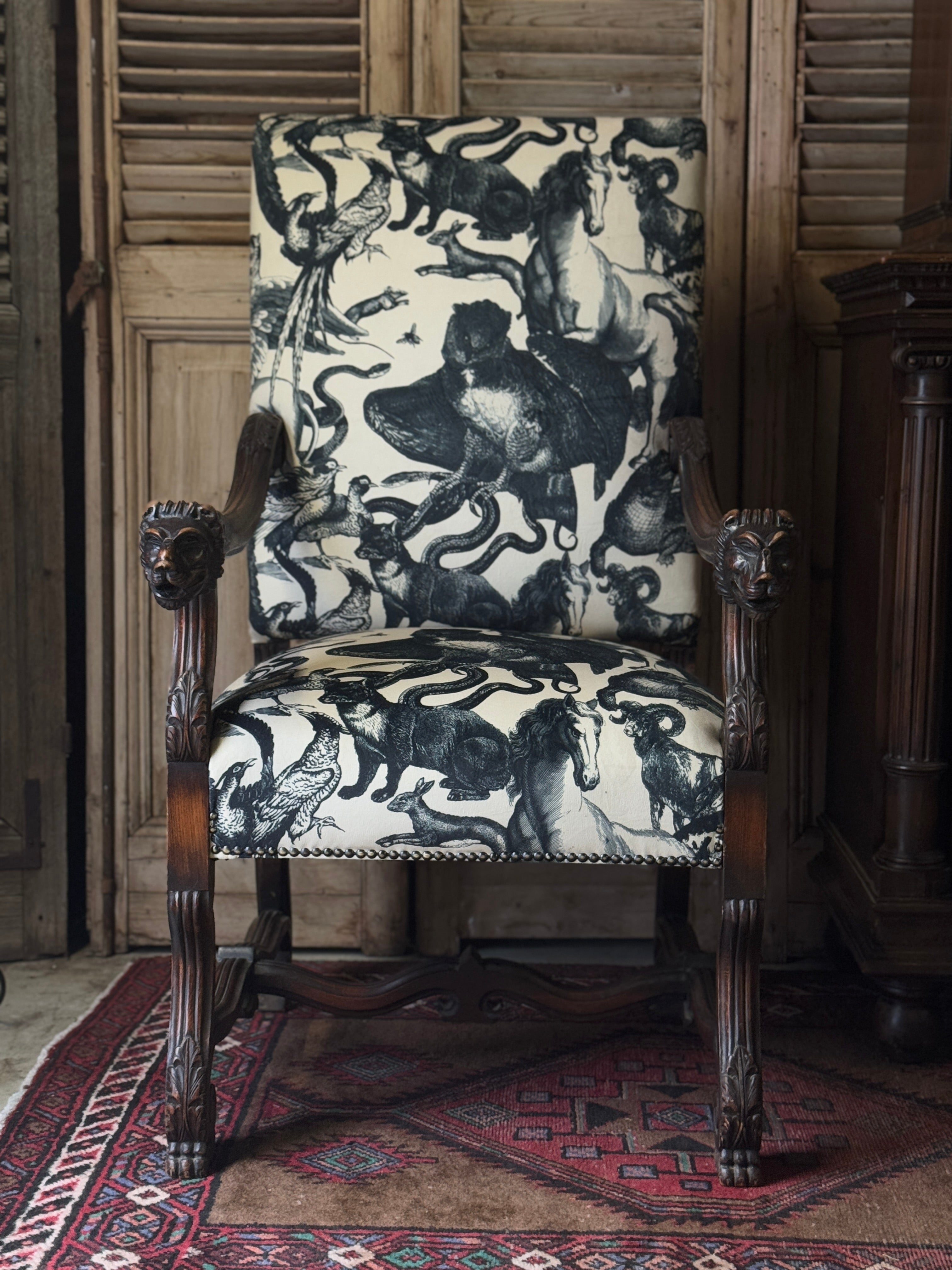 Antique 19th Century Newly Upholstered Armchair