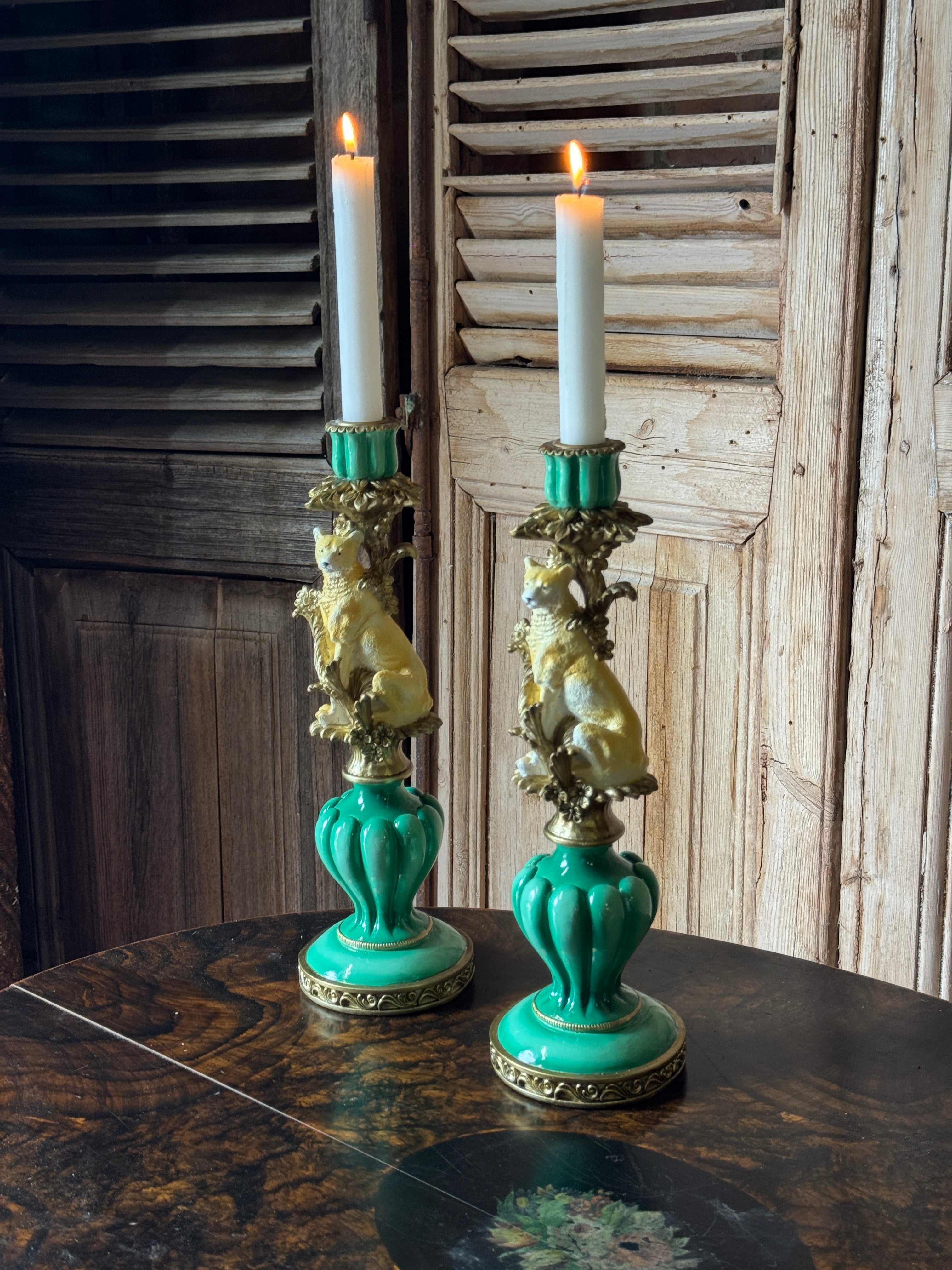 Ornate Lioness Taper Candelabra