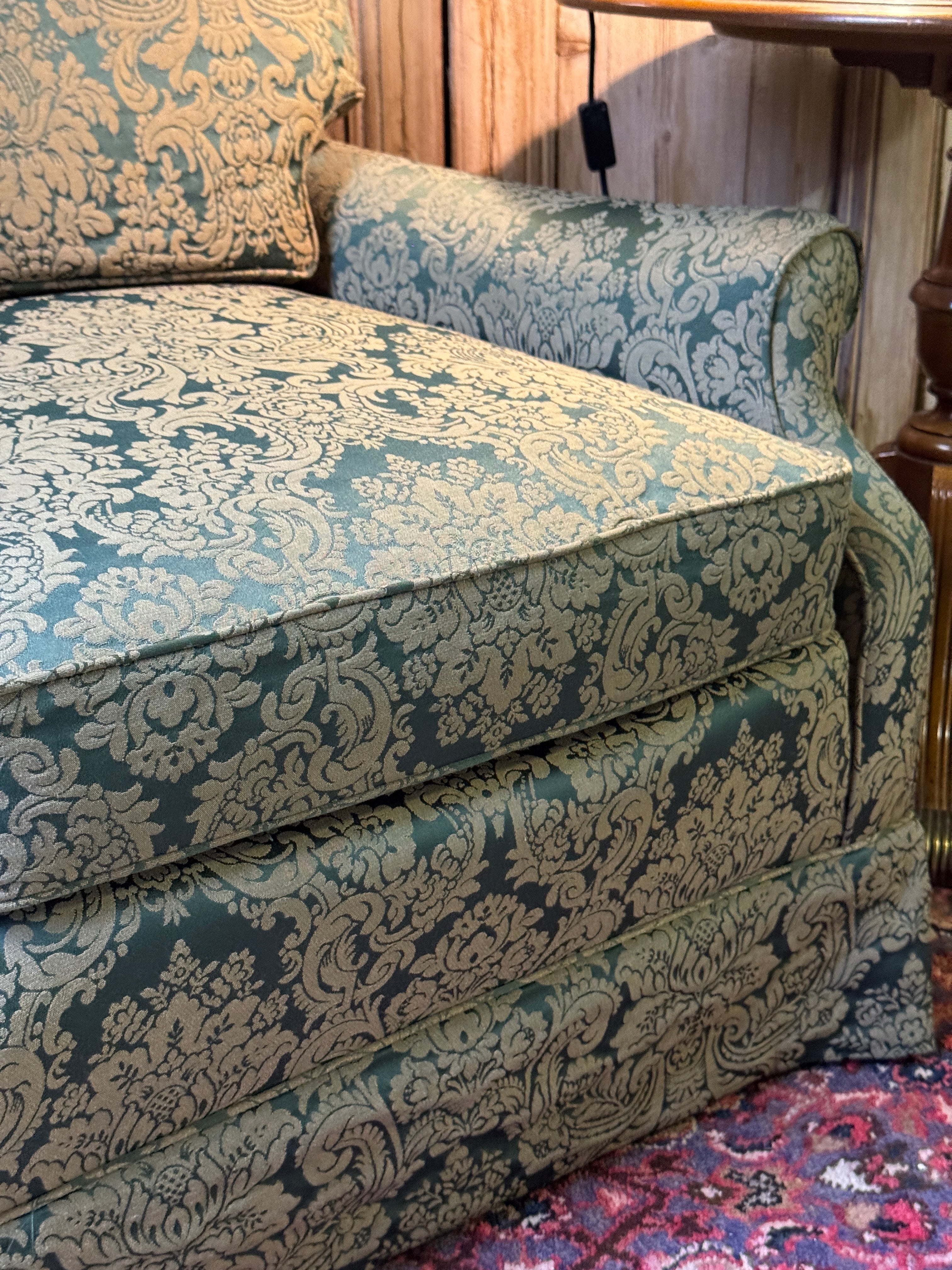 Vintage Green Damask Armchair