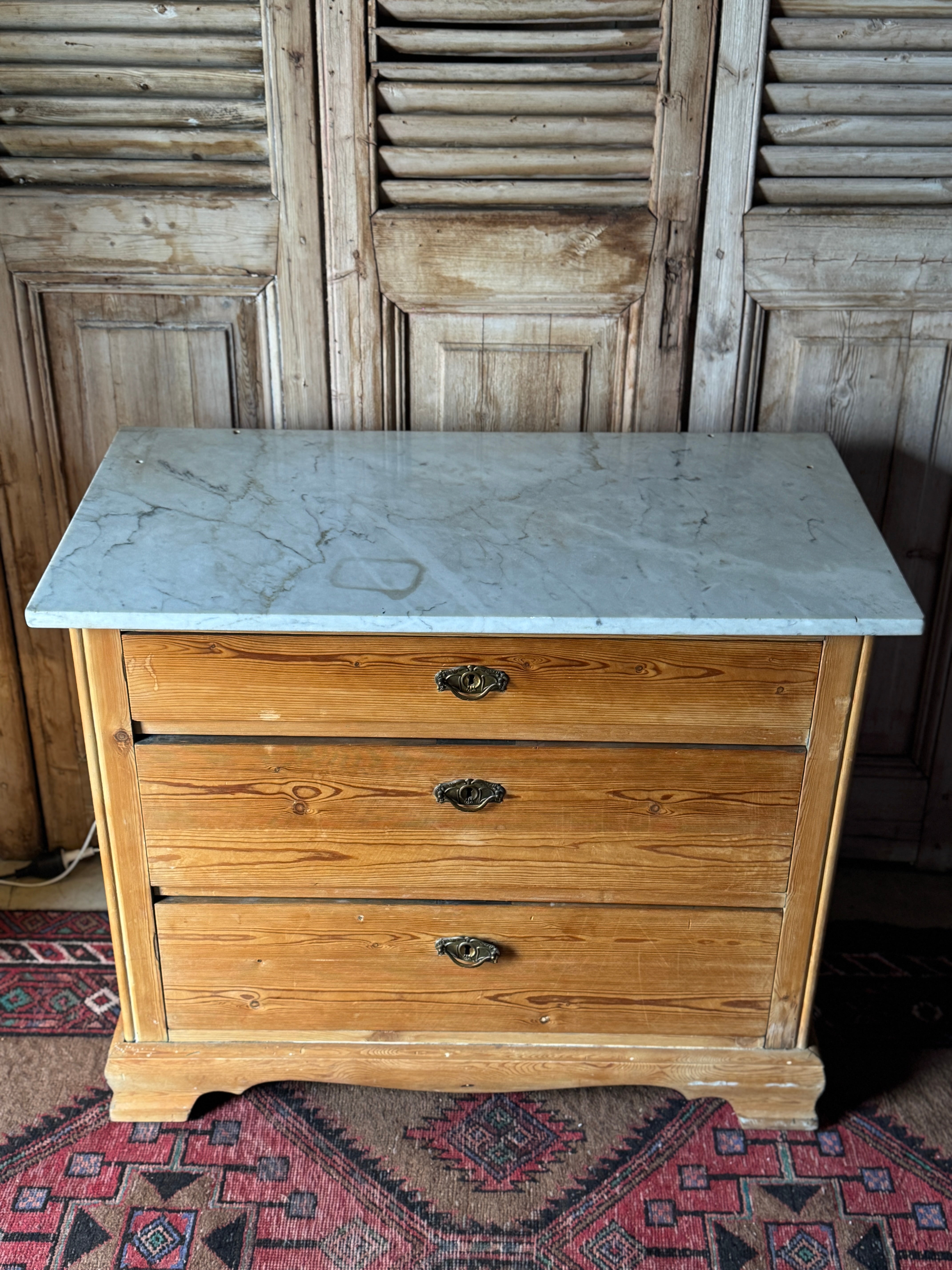 Antique Baltic Pine Marble-Top Dresser – 19th Century