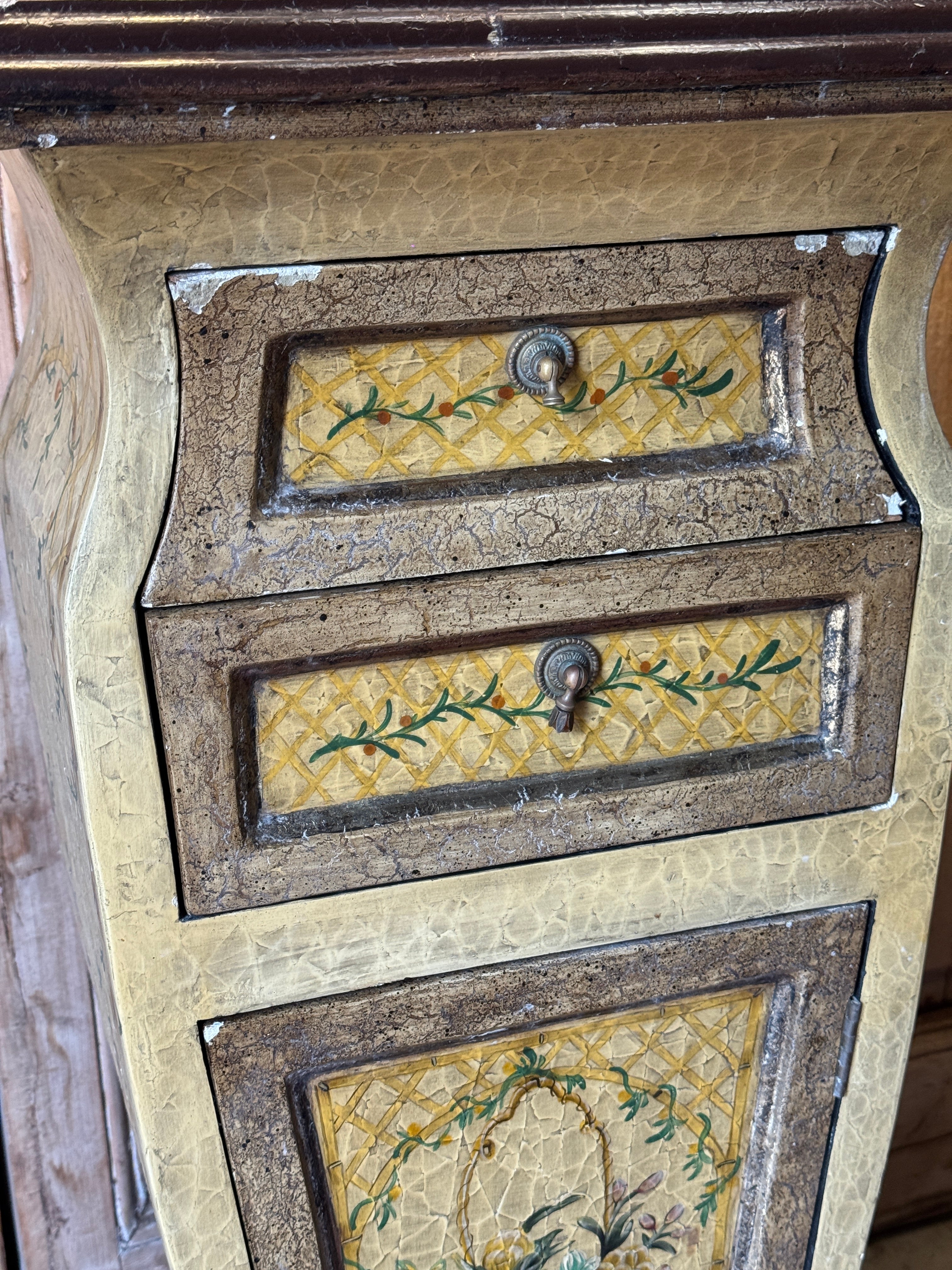 Vintage Handpainted Continental Cabinet
