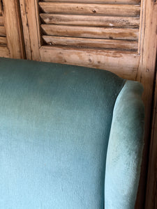 Pair of Vintage Wingback Armchairs – Blue Velvet