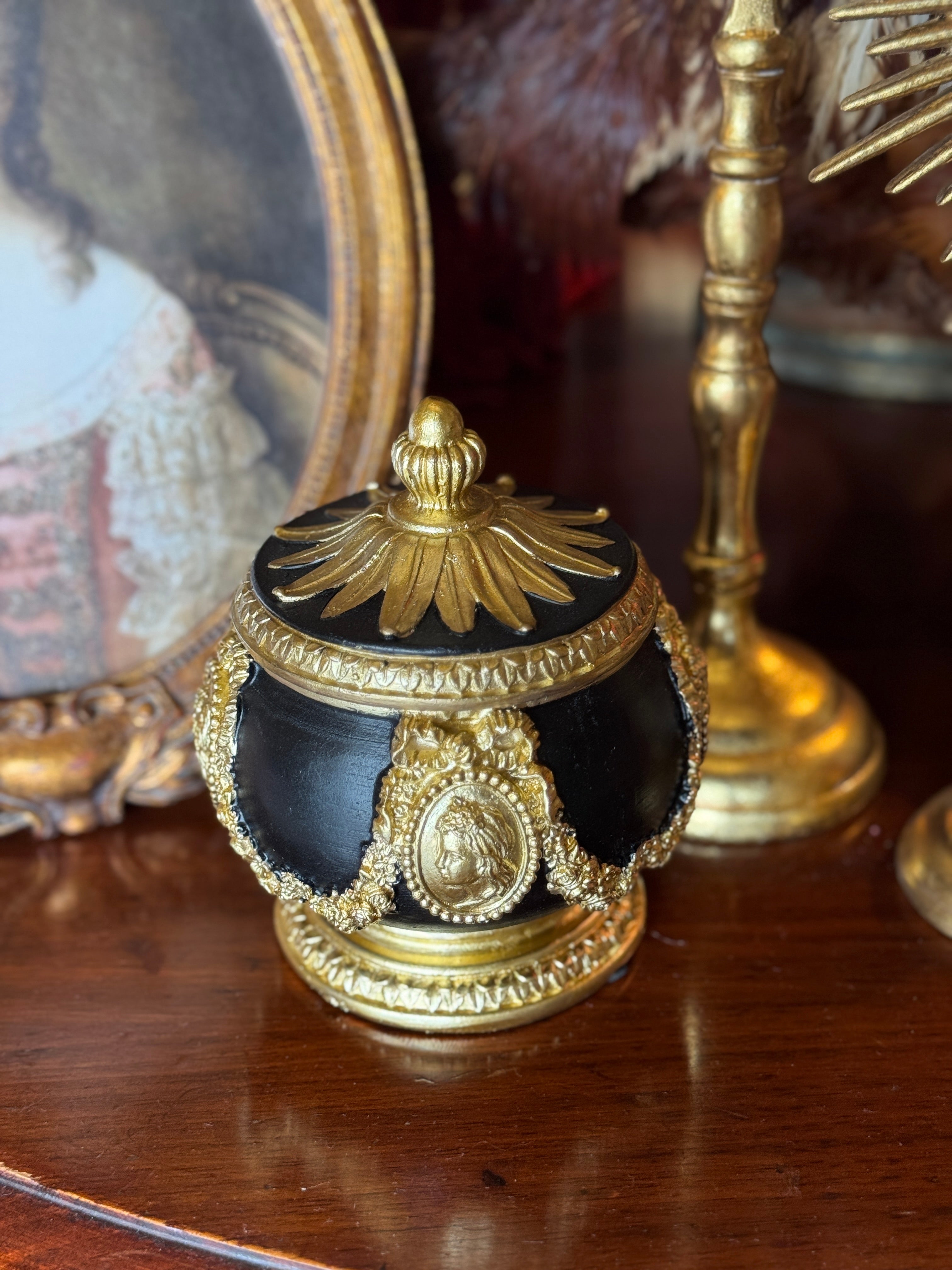 Gold & Black Cameo Trinket Box