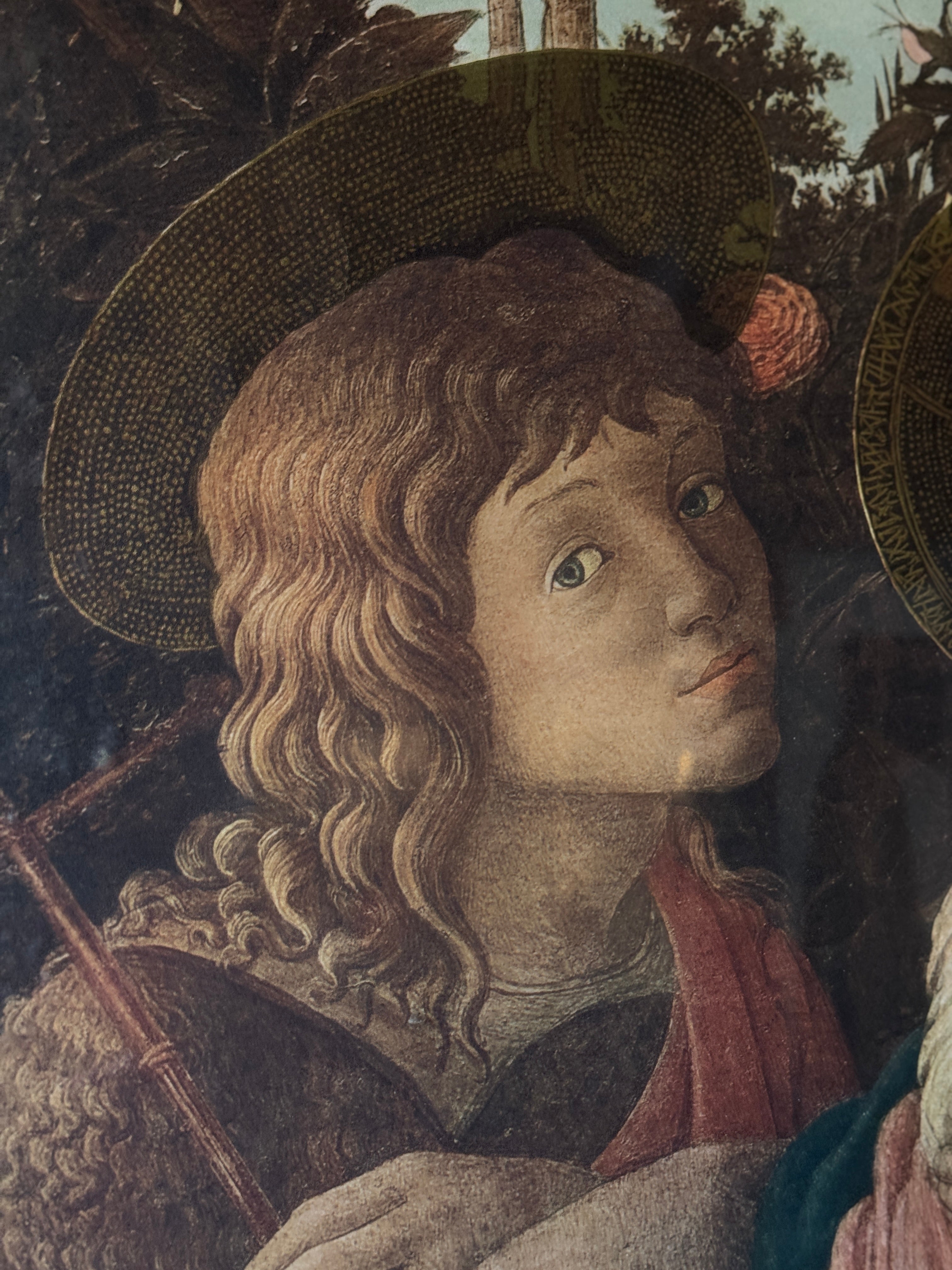 Vintage Gilt Framed Print of Madonna and Child with St. John the Baptist by Botticelli