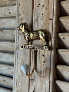 Dachsund Gilt Metal Wall Hook with Ceramic Knob