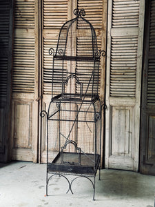 Tall Vintage Wrought Iron Birdcage