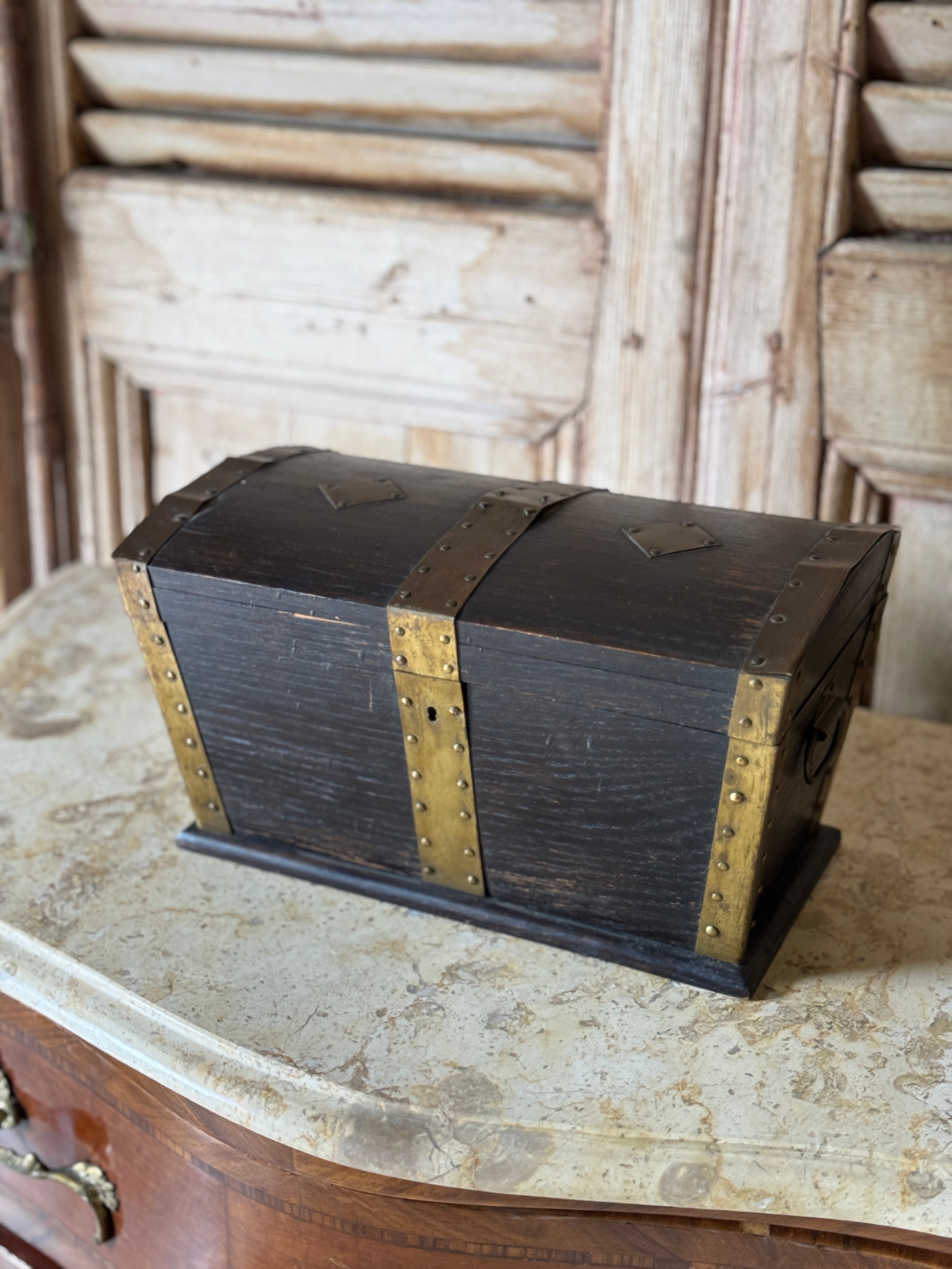 Vintage Danish Dome Topped Deed Chest