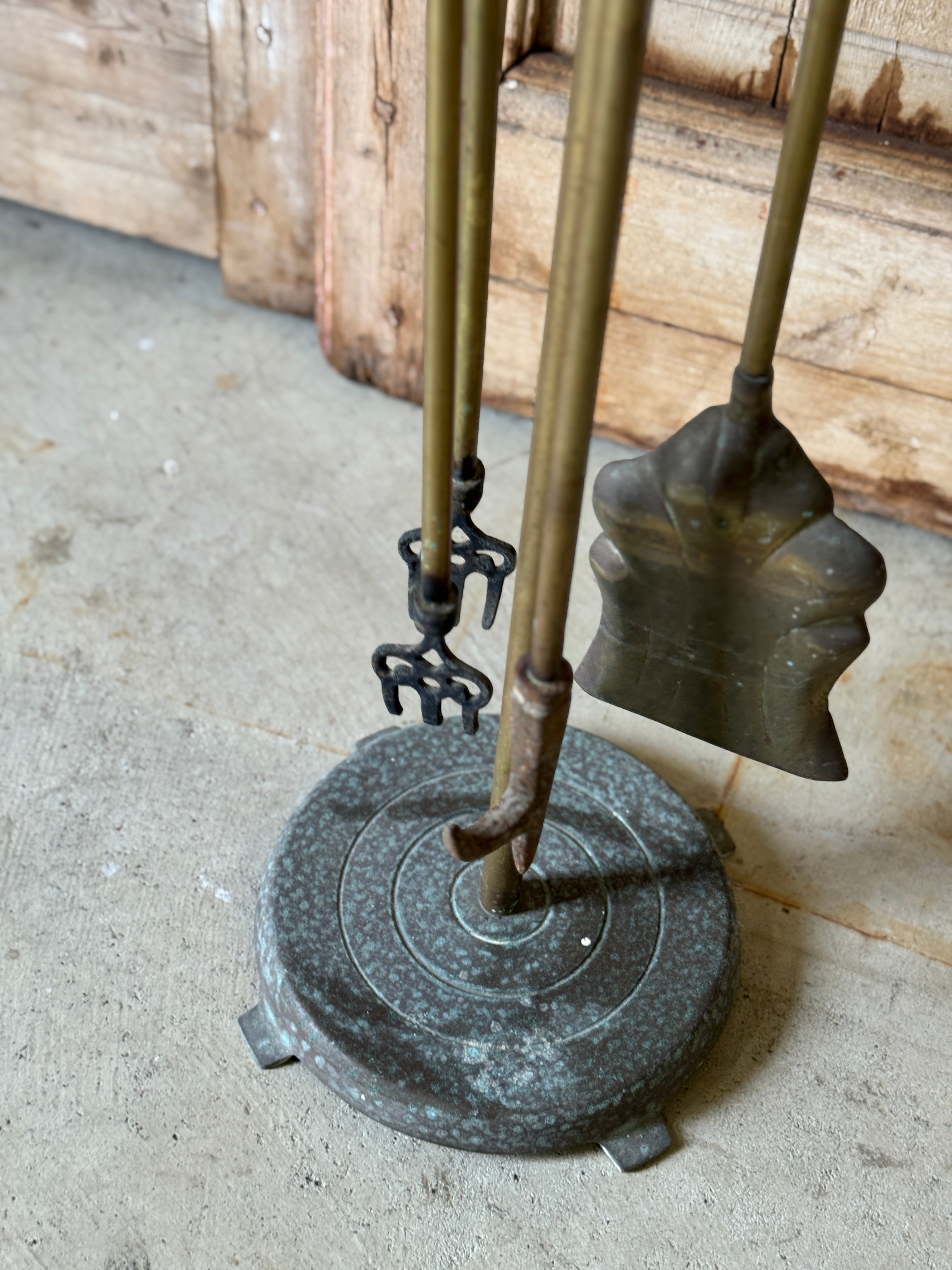 Vintage Set of Brass Fire Tools