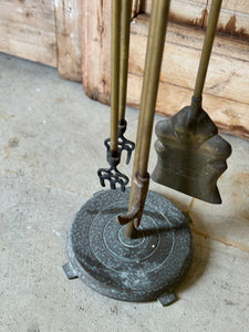 Vintage Set of Brass Fire Tools