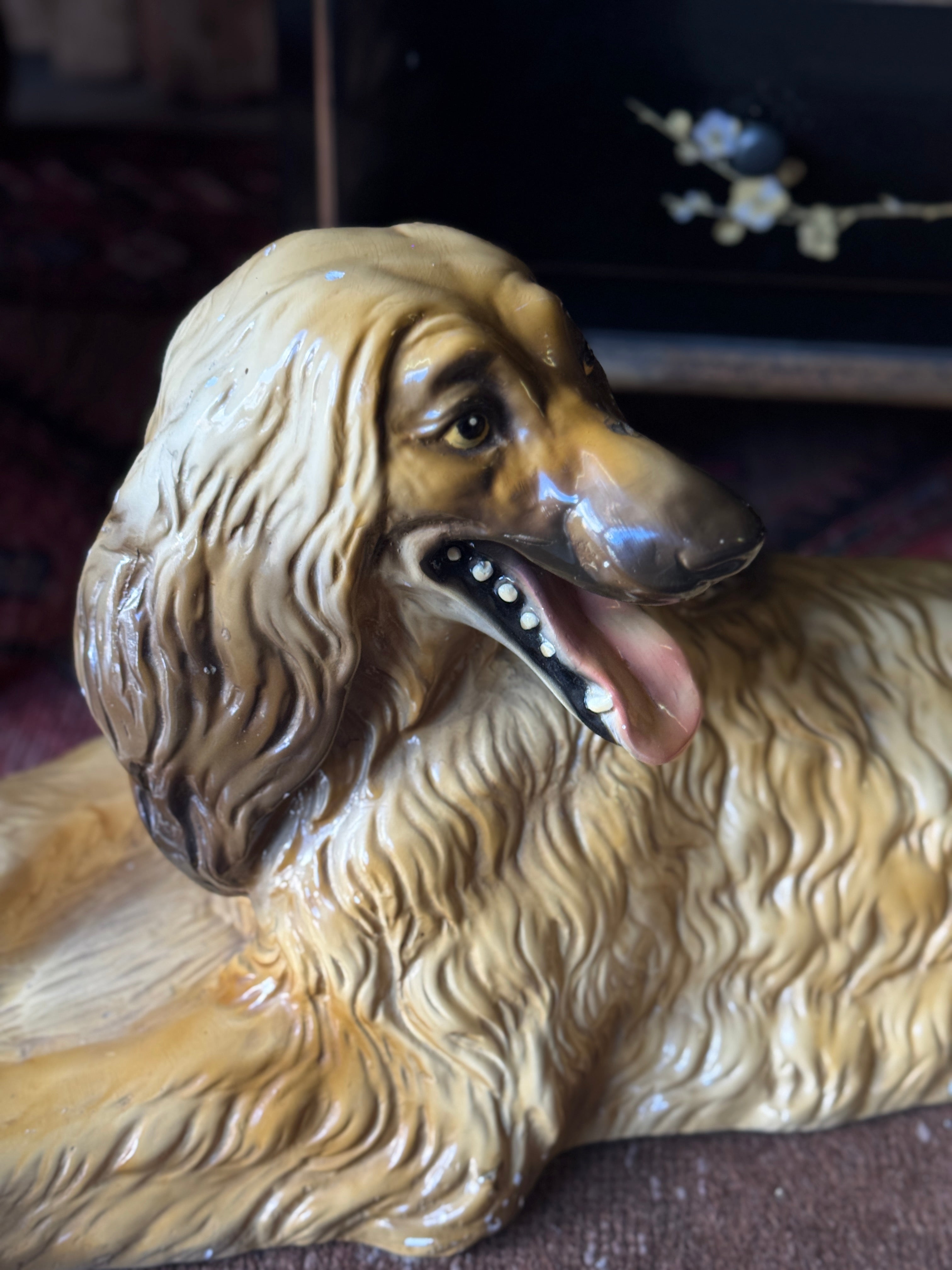 Large Vintage Afghan Hound Ceramic Statue