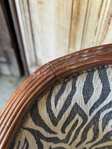 Pair of Carved Timber Empire Tub Chairs with Zebra Upholstery