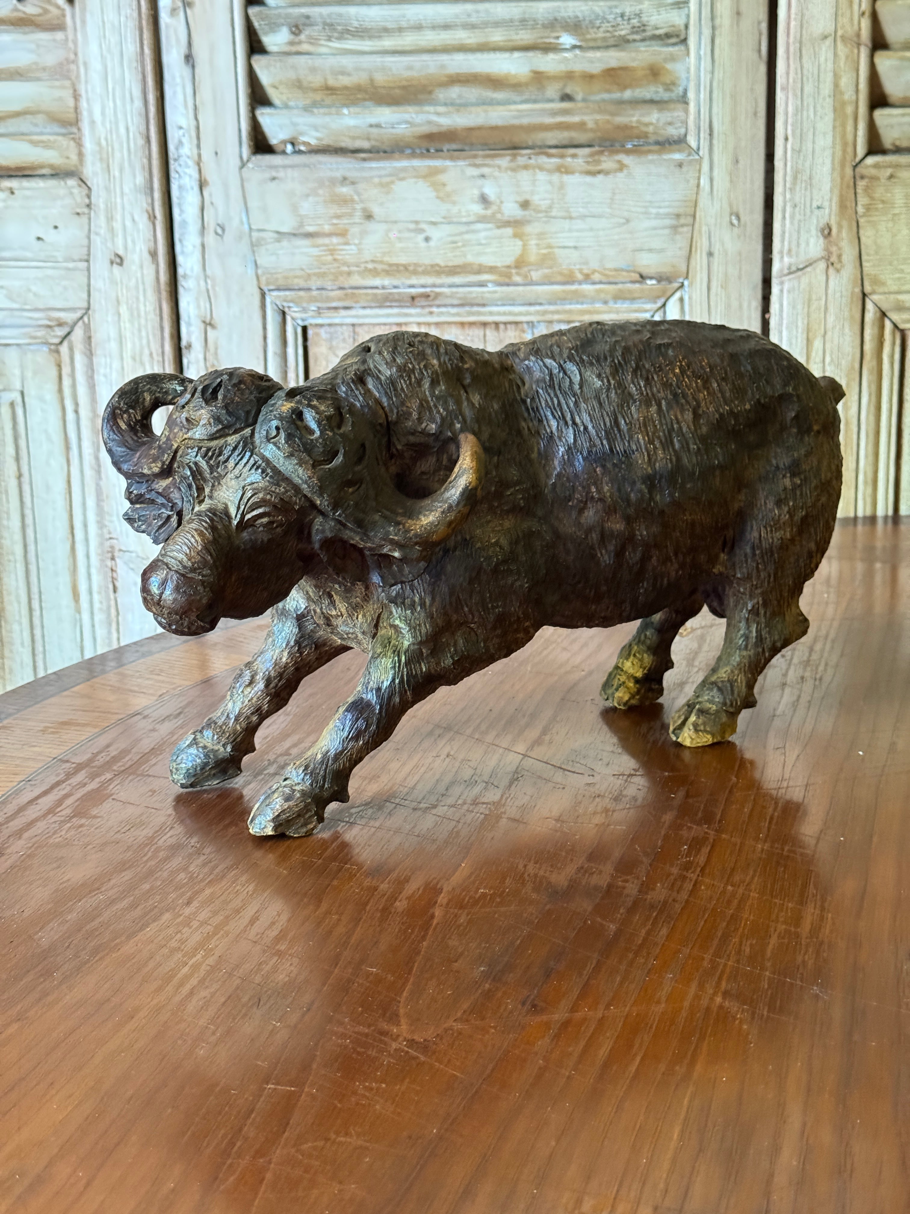 Antique Oriental Carved Timber Water Buffalo Figure