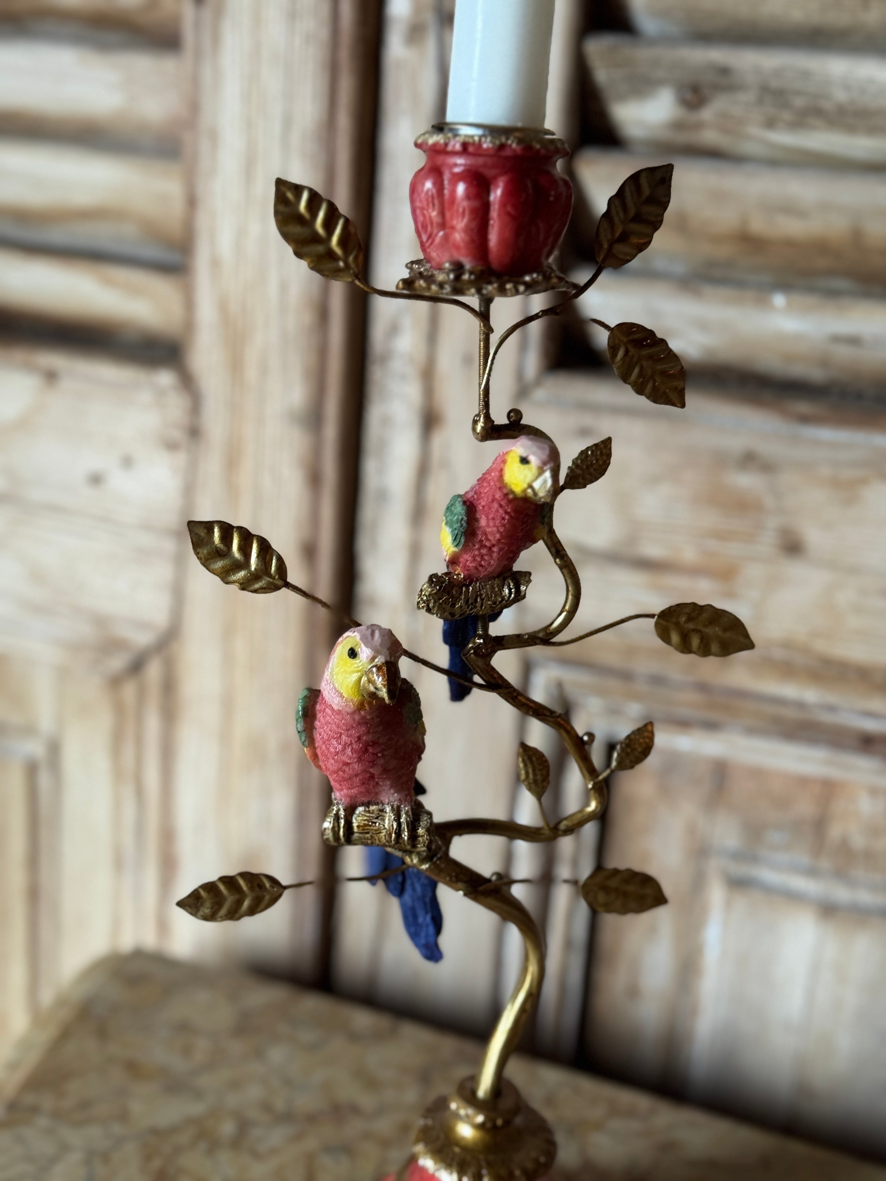 Parrot Taper Candelabra - Red