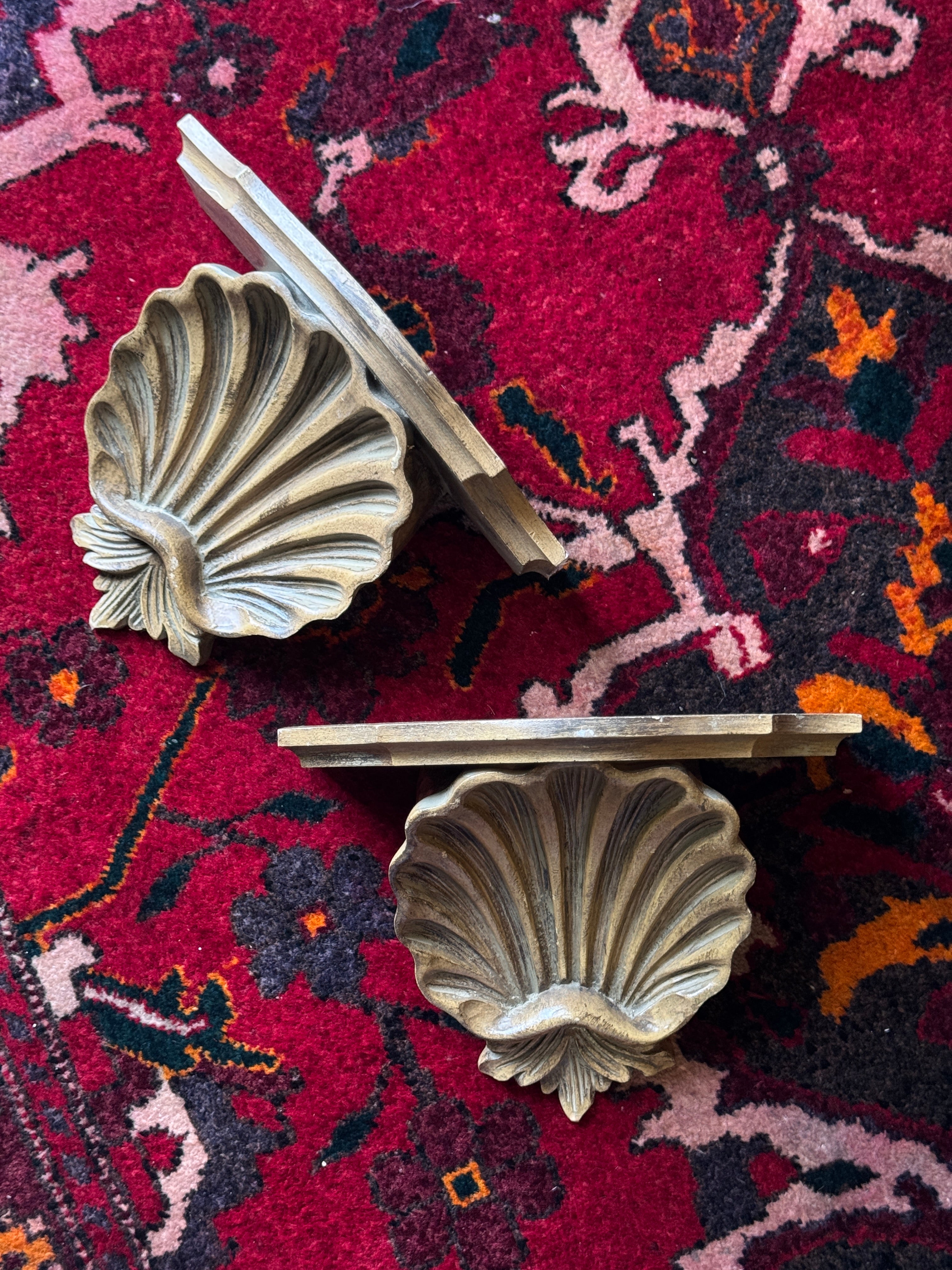 Pair of Vintage Decorative Wall Sconces / Shelf