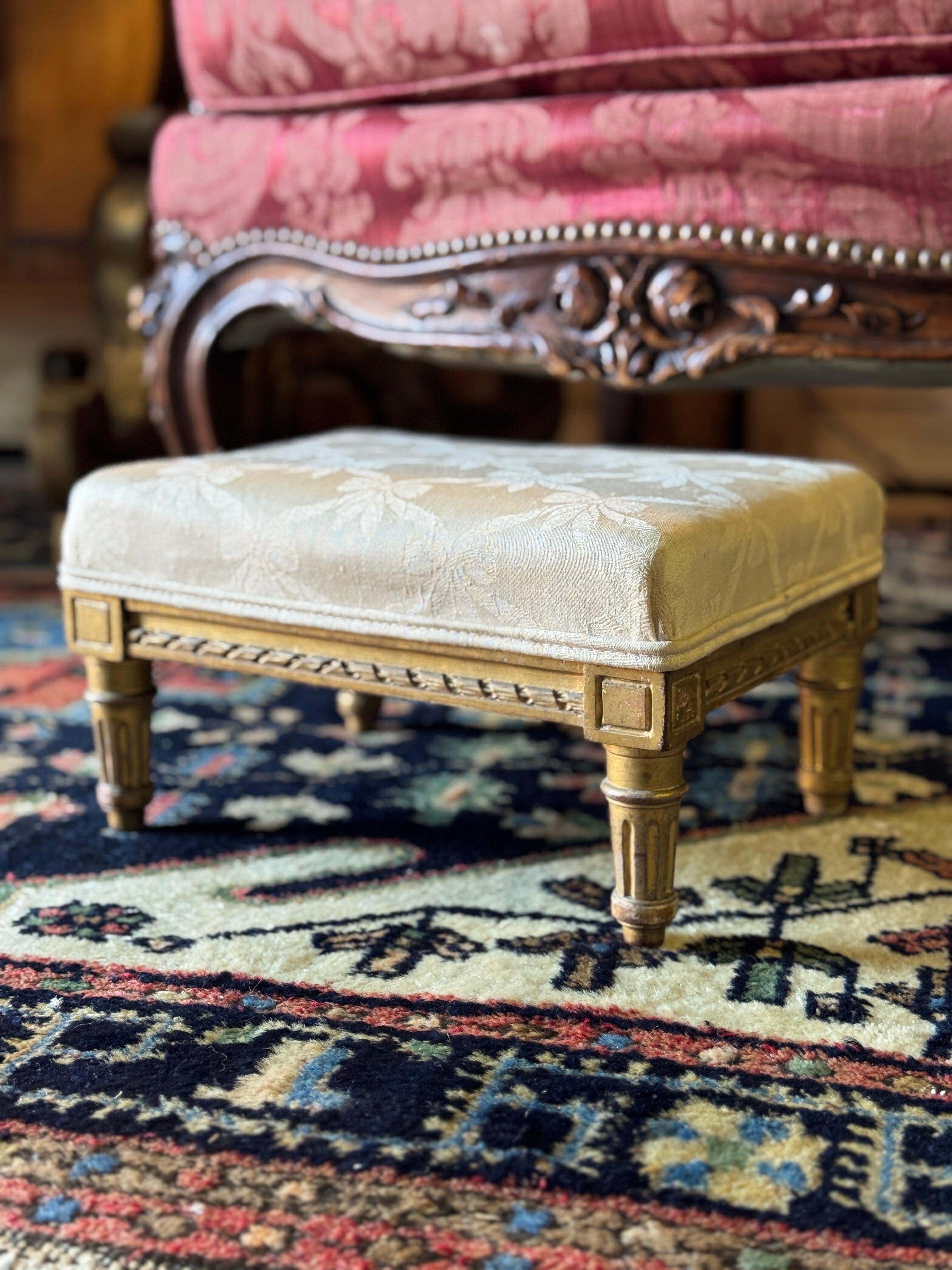 Antique 18th Century French Carved Timber Footstool