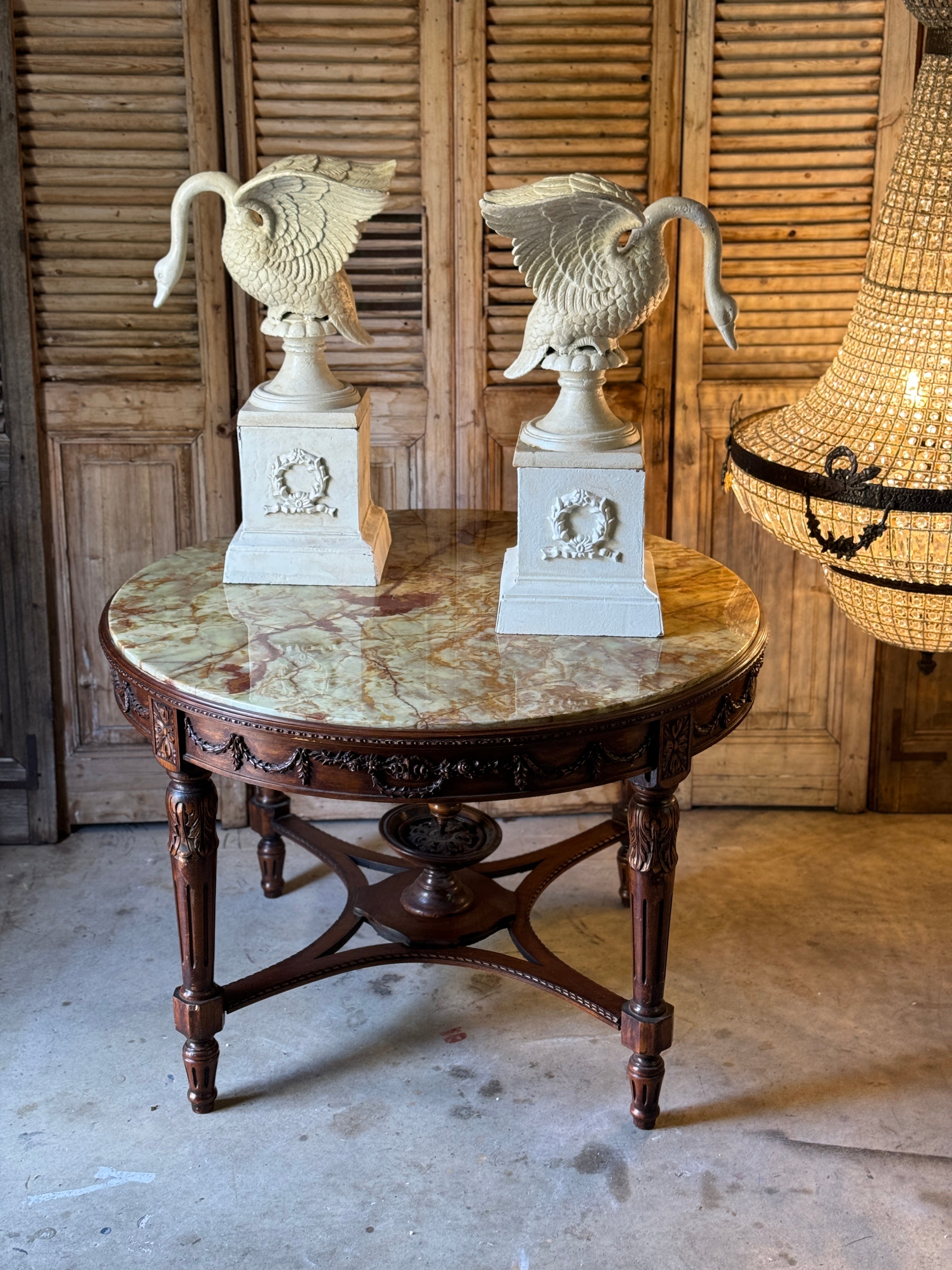 19th Century Louis XVI Onyx Foyer / Library Centre Table