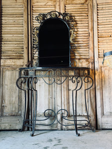 Vintage Wrought Iron Arched Mirror