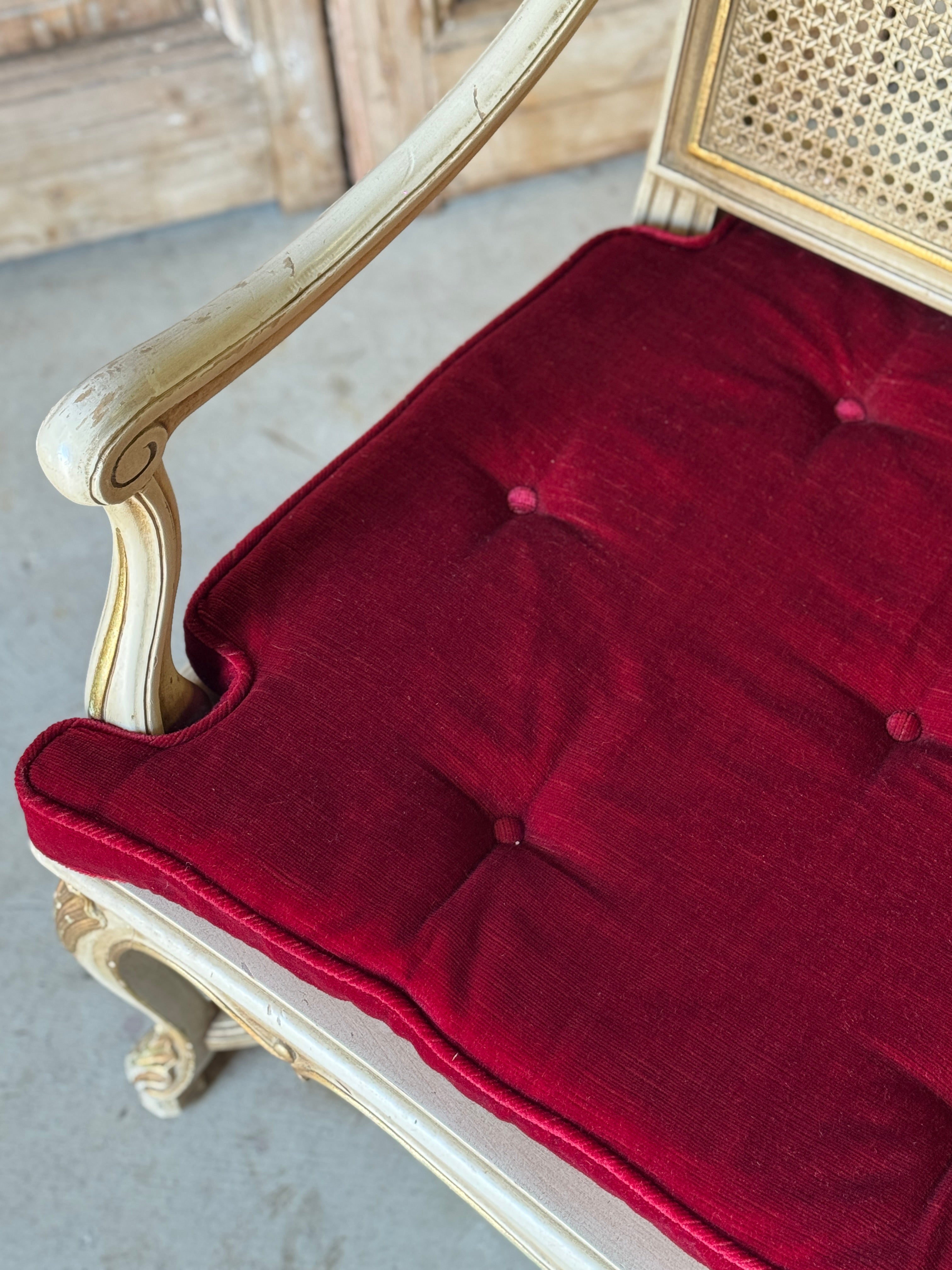 Vintage Louis XVI Style Rattan Settee