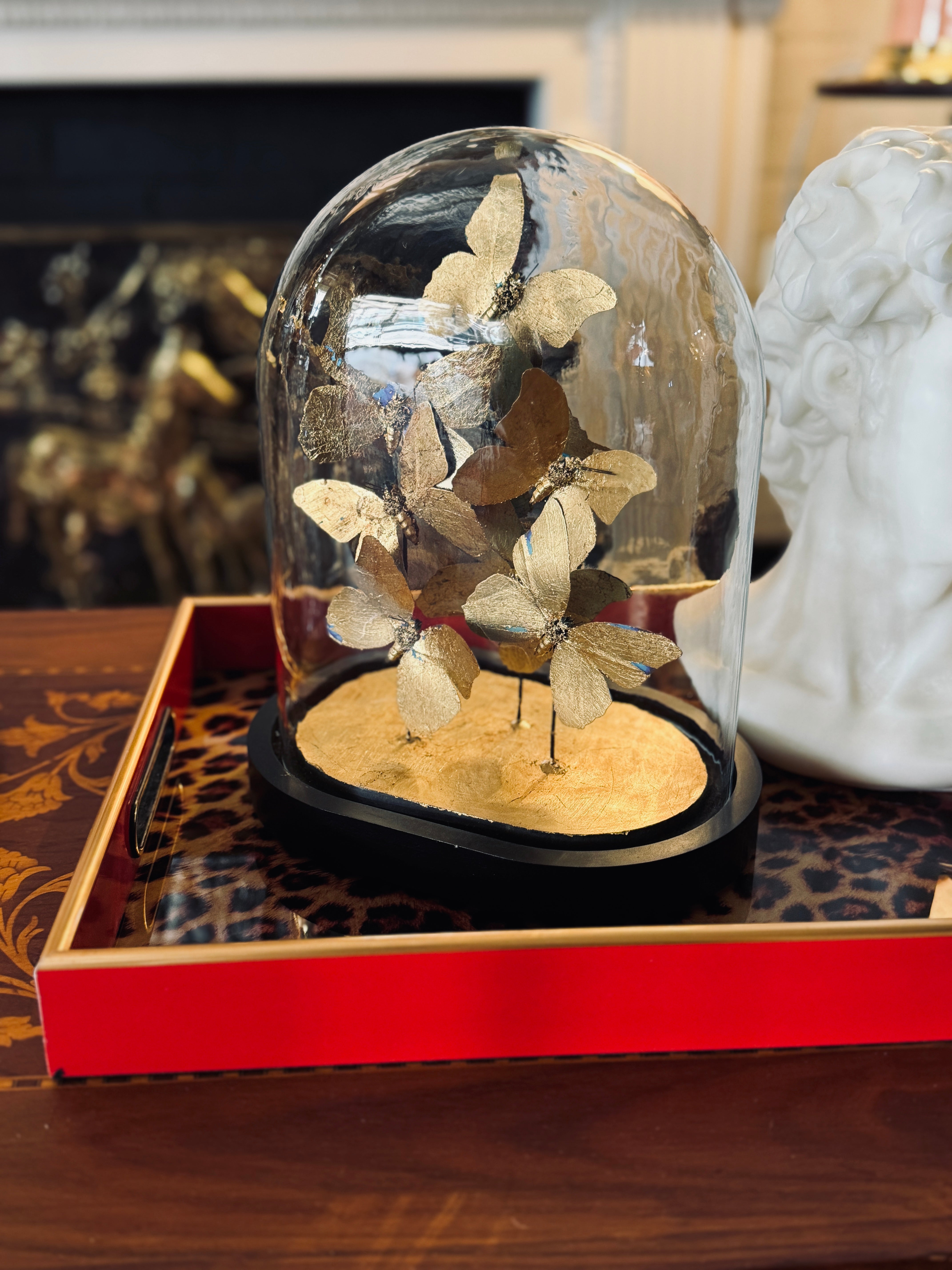 Faux Ulysses butterfly Cloche