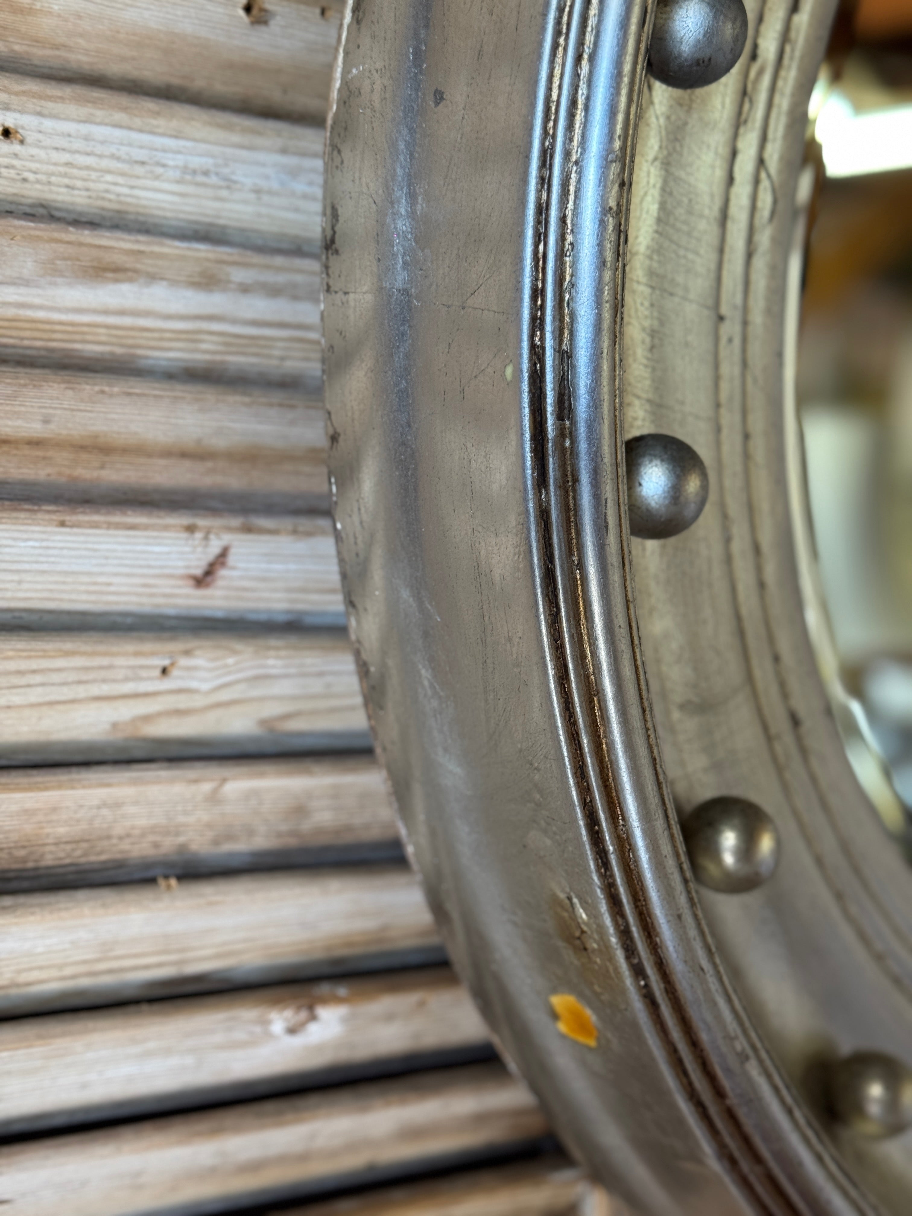 Vintage Round Silver Gilt Bullseye Mirror