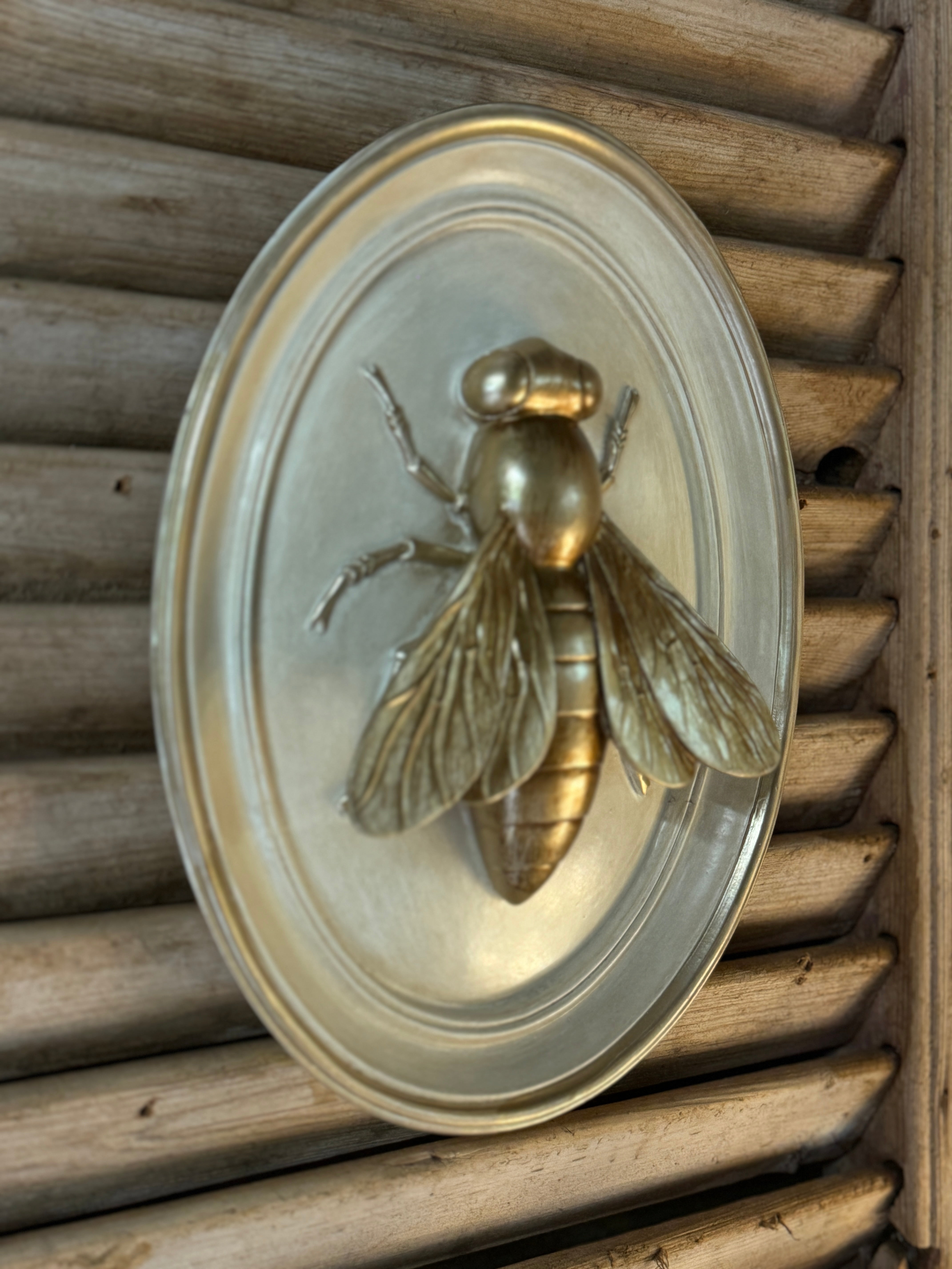 Cream & Gold Bee Wall Plaque