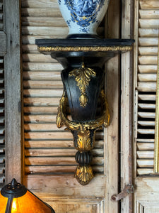 Large Black and Gold Wall Sconce / Shelf