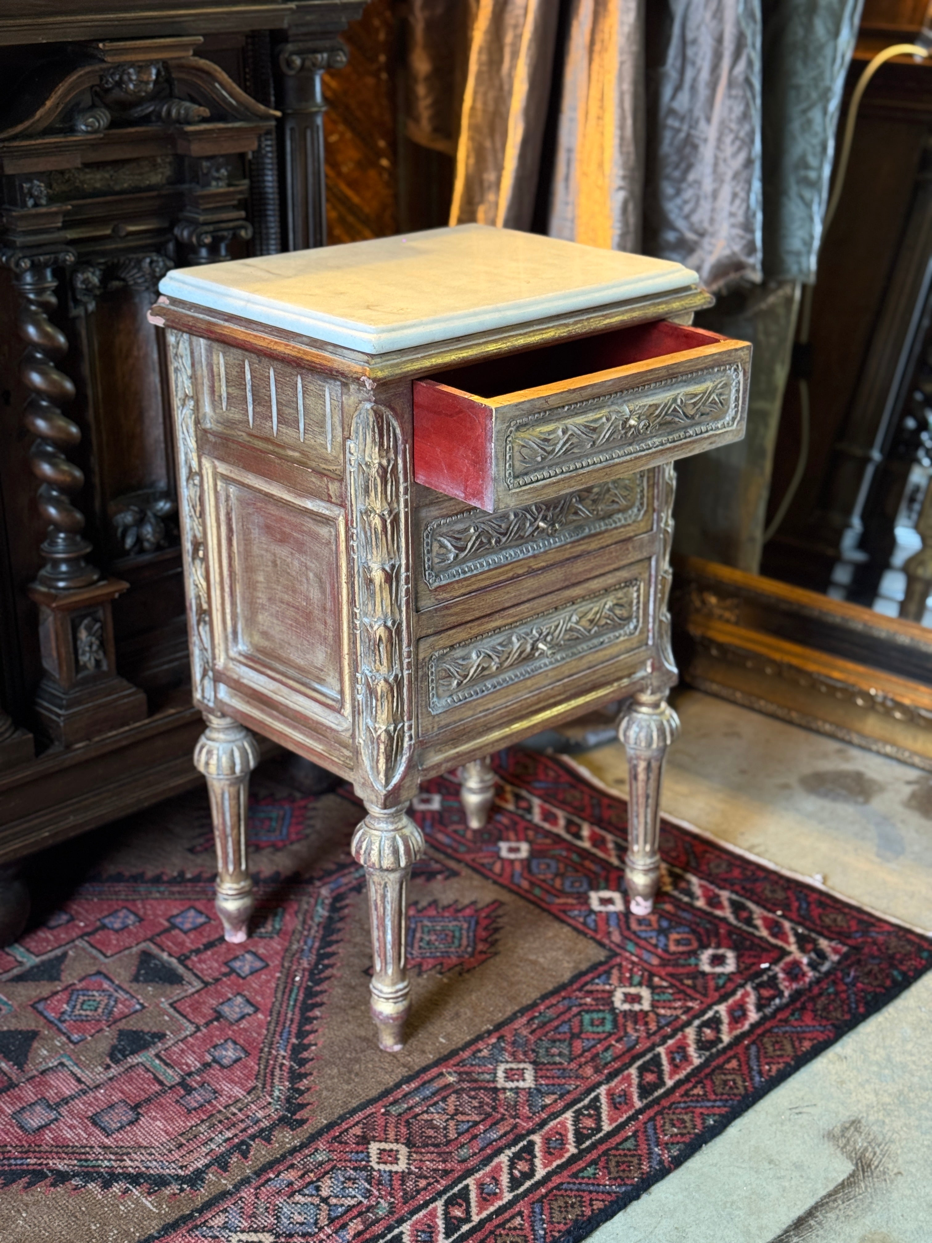 Louis XVI Style Marble Top Side Table