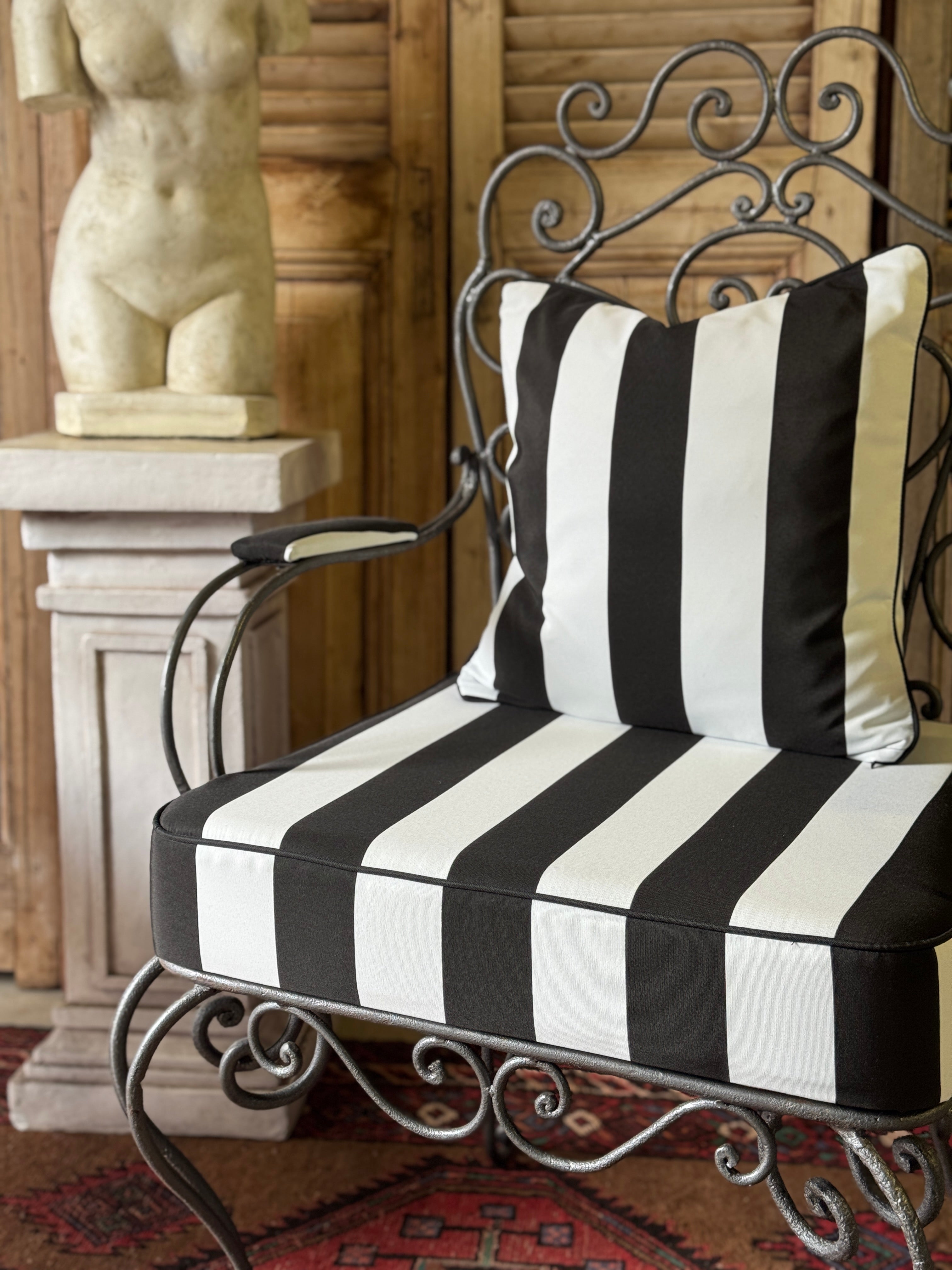 Pair of Newly Upholstered Vintage French Wrought Iron Chairs