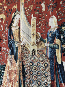 Vintage Style “Lady and the Unicorn” Tapestry with Hanging Rod