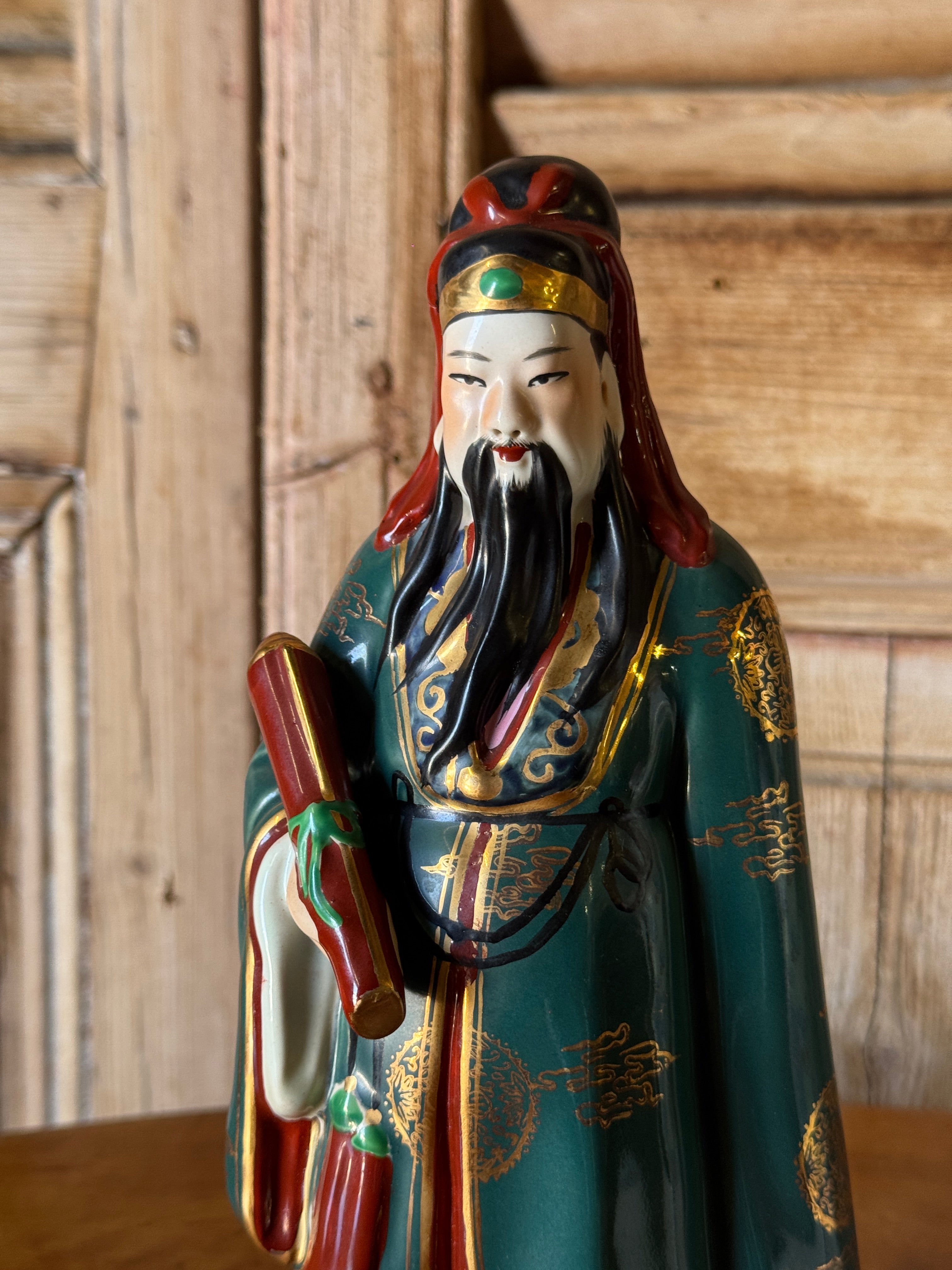 Vintage Chinese Porcelain & Polychrome Painted Immortal Figures - Set of 3