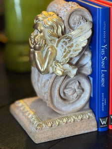 Washed Gold Cupid Cherub Bookends
