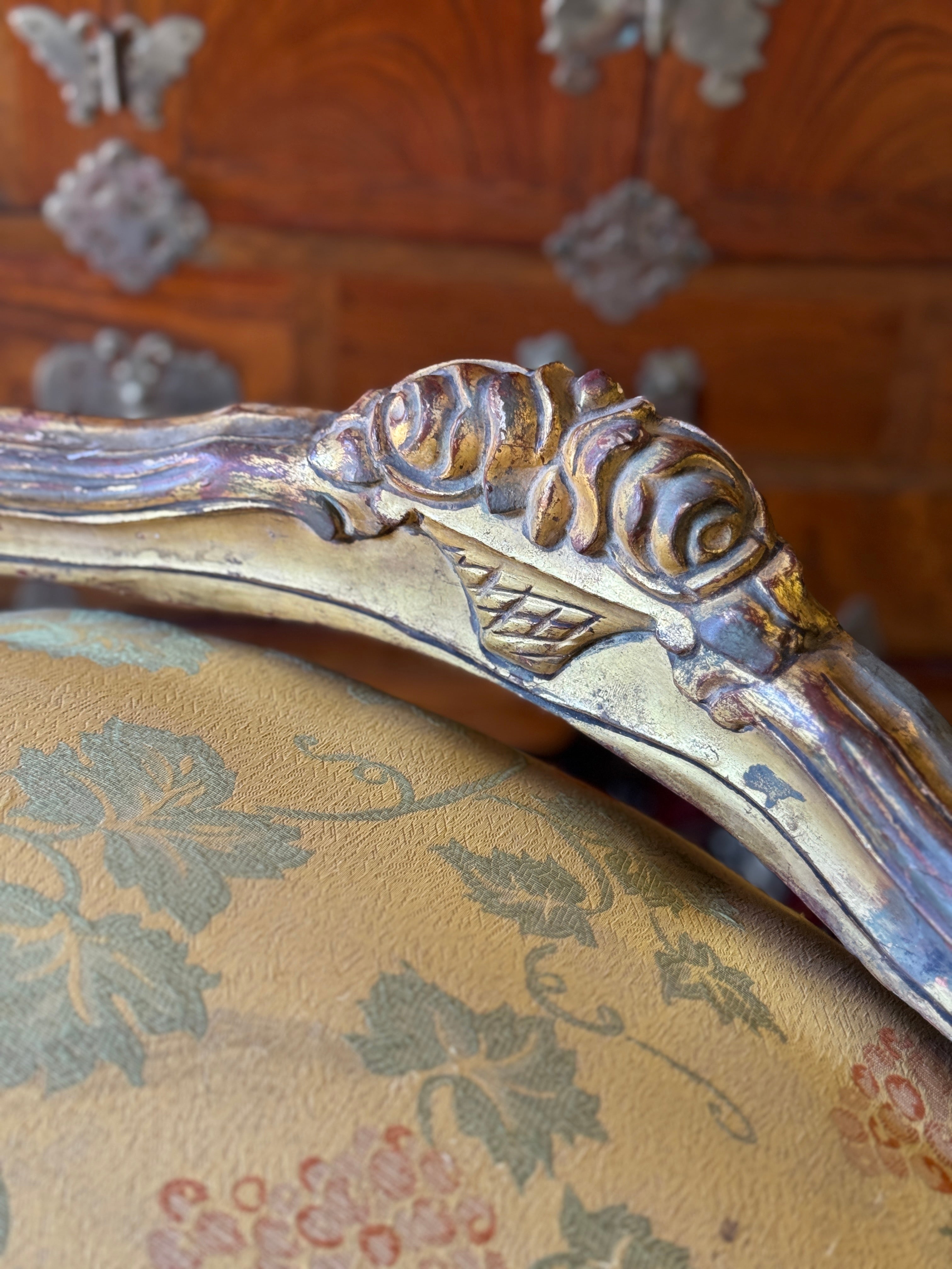 Antique French Carved & Gilt Stool