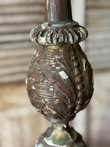 Large Antique Carved Timber and Gesso Candle Stand