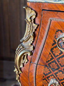 Vintage French Louis XV-Style Bombe Commode with Marble Top