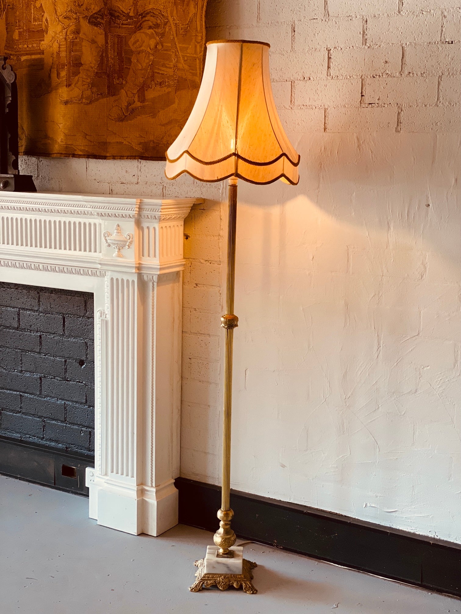 Vintage Brass & Marble Floor Lamp