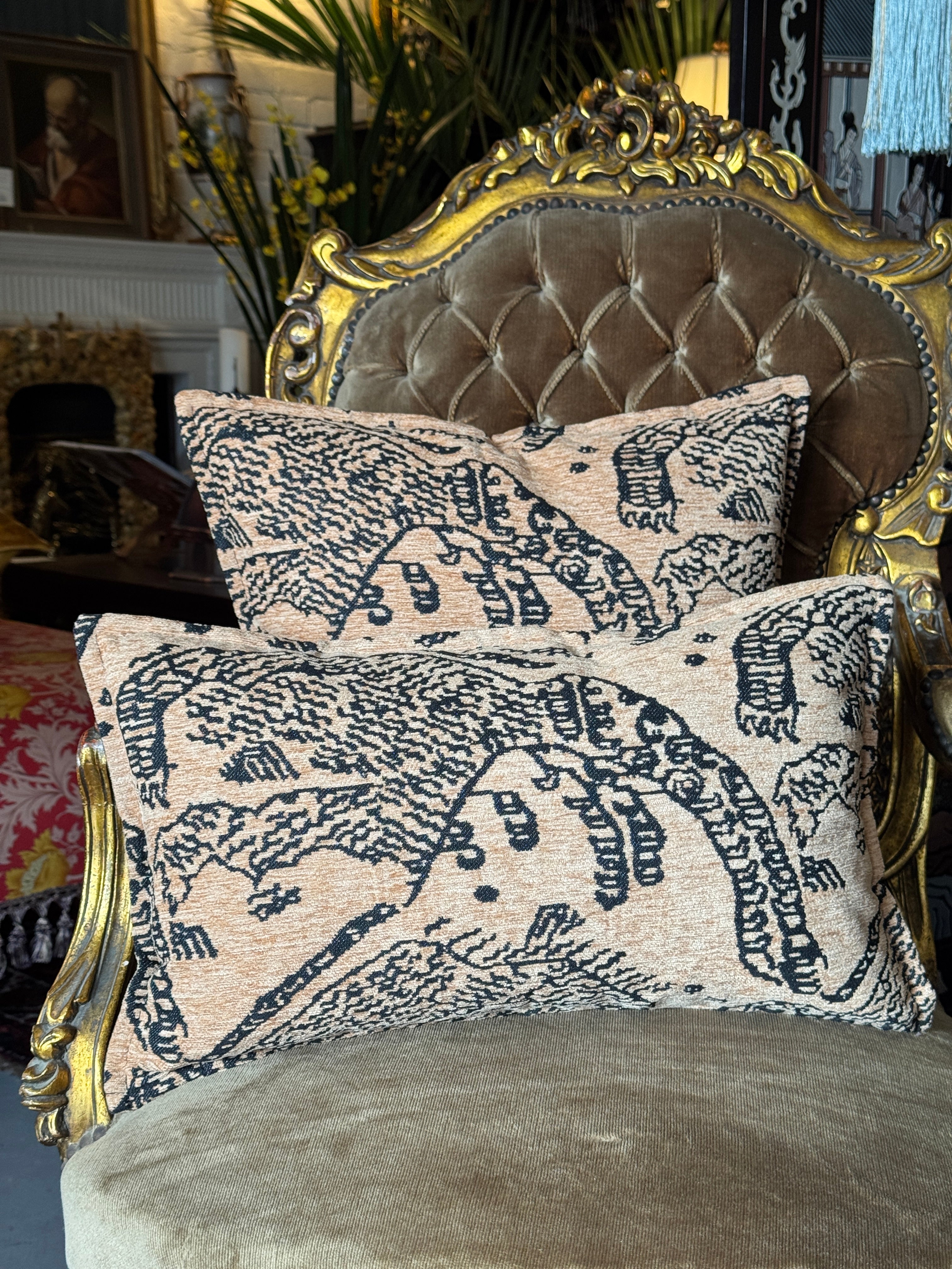 Woven Tiger Lumbar Cushion with Feather Insert