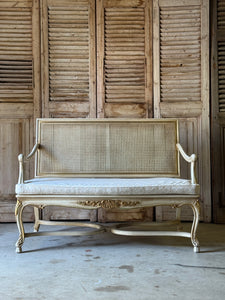 Vintage Louis XVI Style Rattan Settee