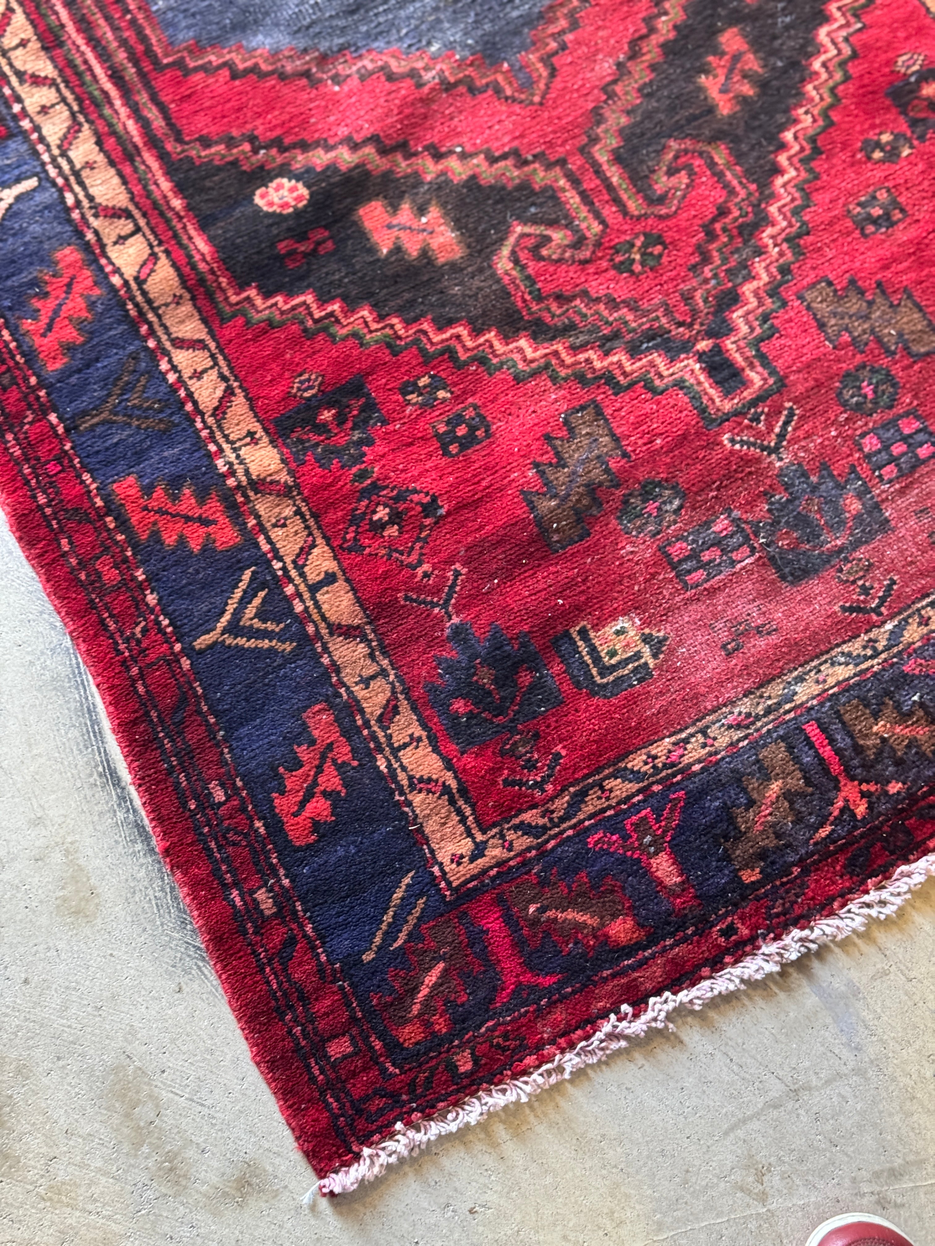 Vintage Hand Knotted Persian Hamadan Rug