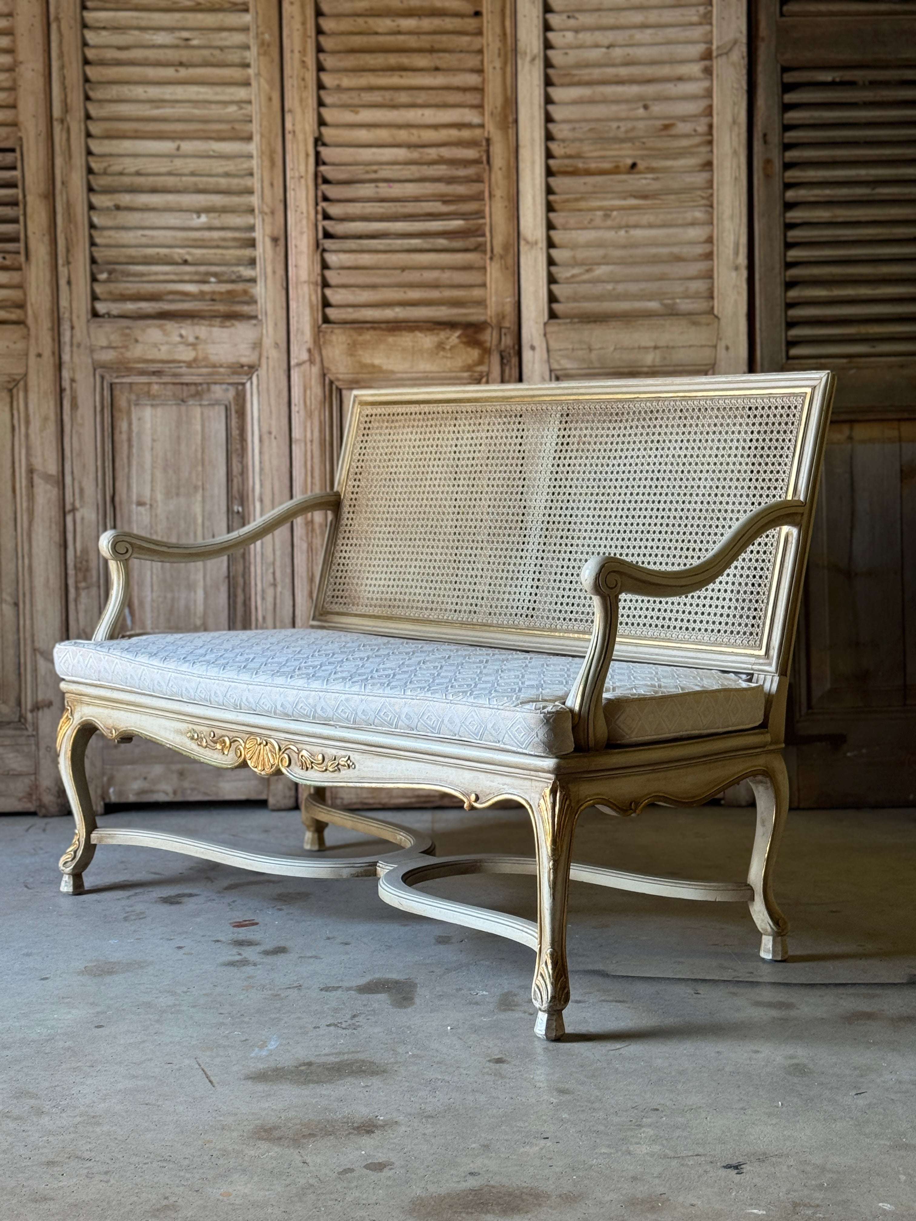 Vintage Louis XVI Style Rattan Settee