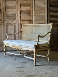Vintage Louis XVI Style Rattan Settee