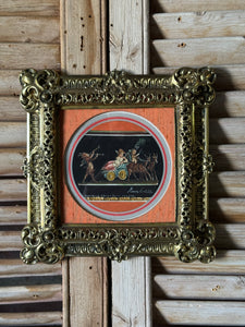 Antique Brass Framed Gouache Painting by Maria Cirillo