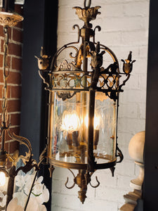 Ornate Aged Brass Coach / Carriage Lantern
