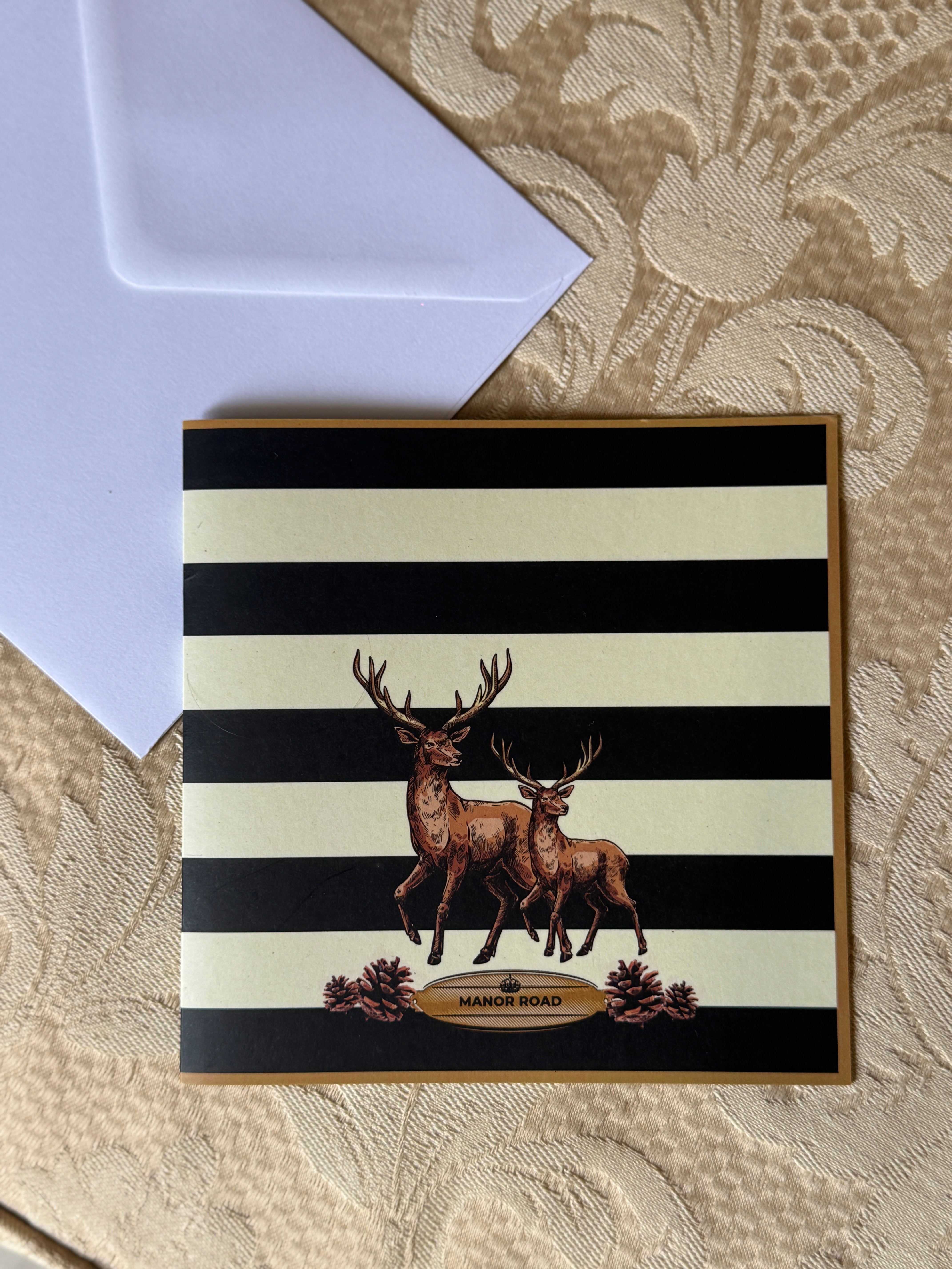 Striped Deer Blank Christmas Card