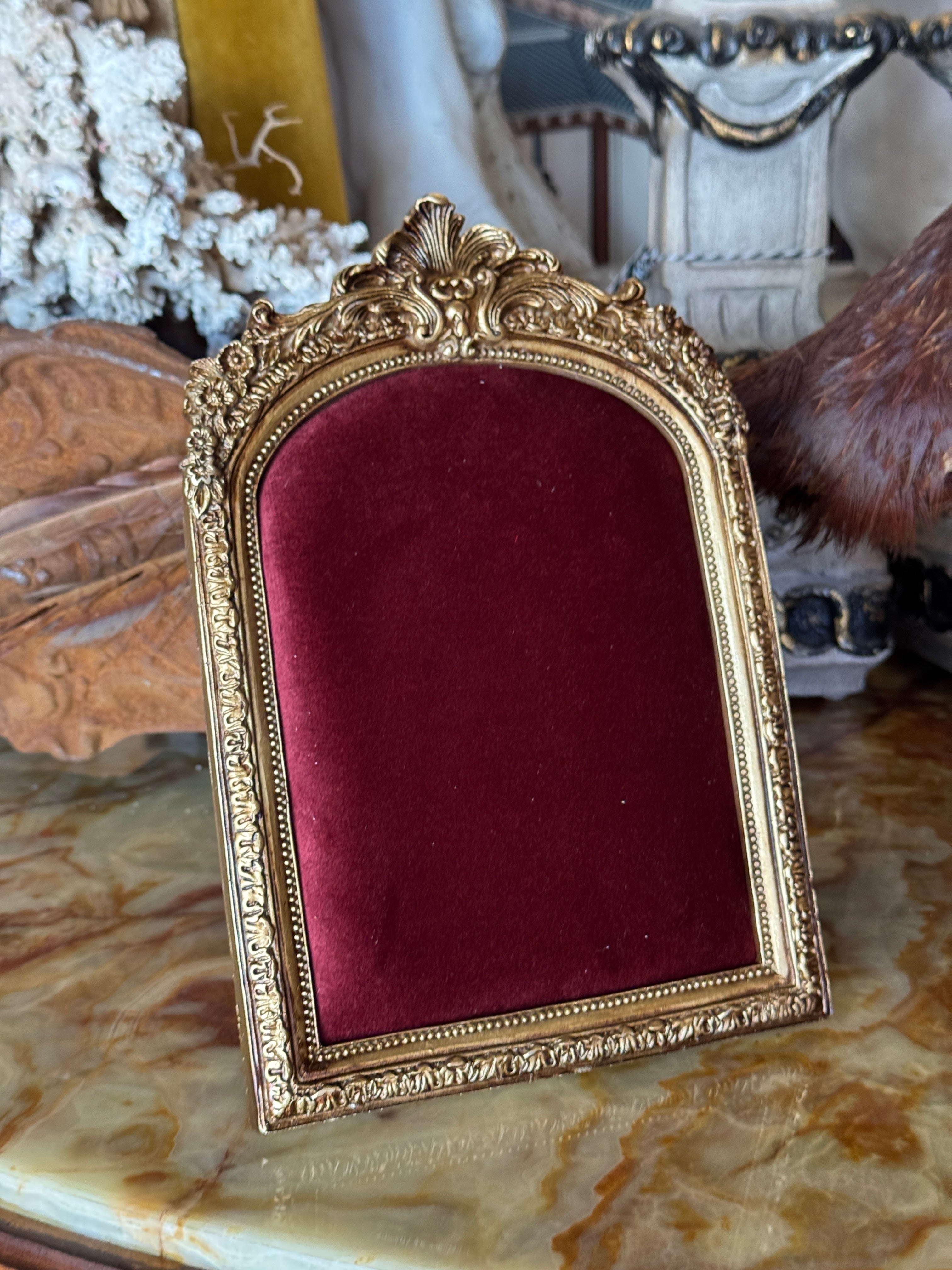 Gilt Jewellery Frame with Red Velvet