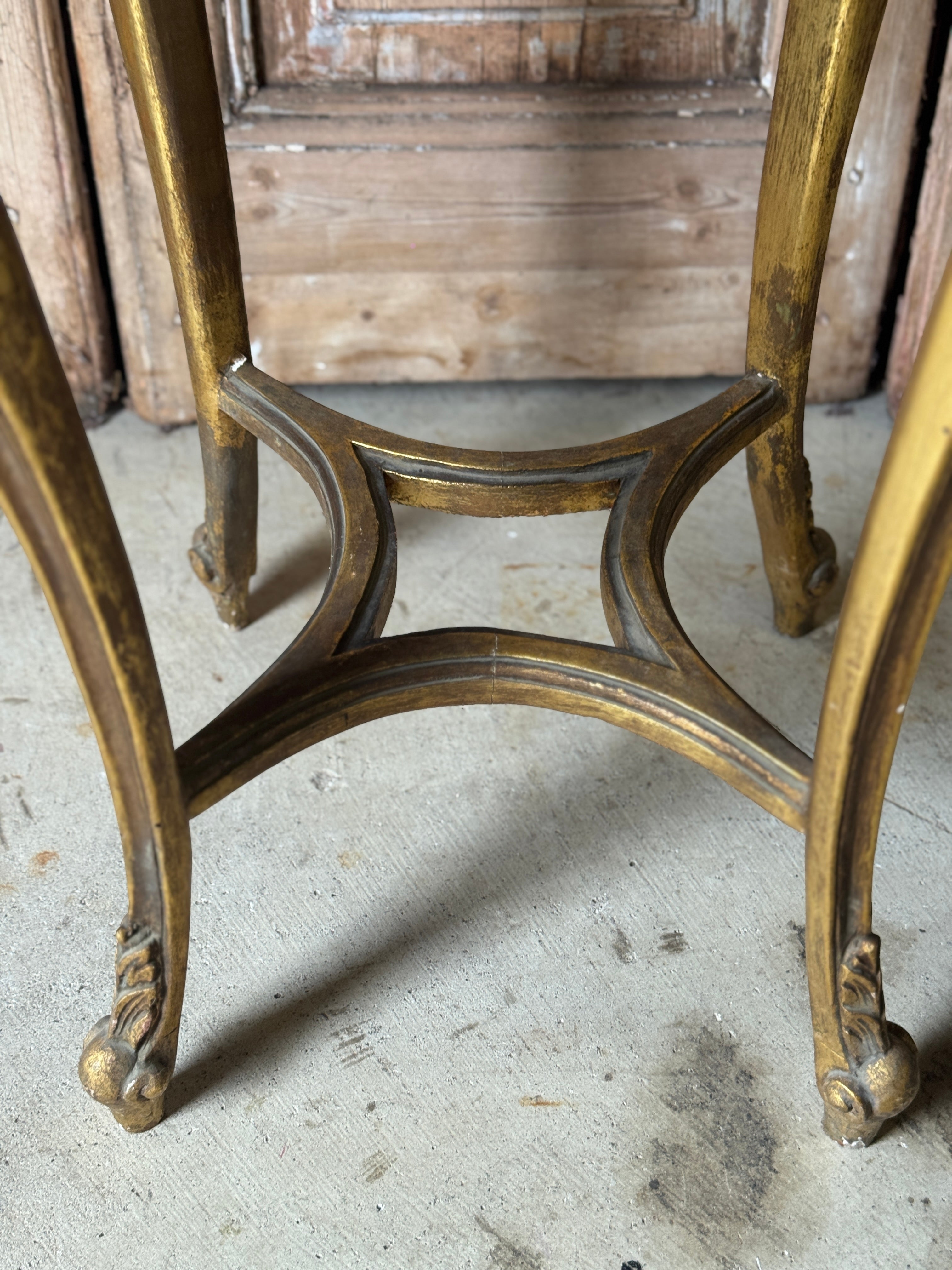 Vintage French Giltwood Side Table with Marble Top