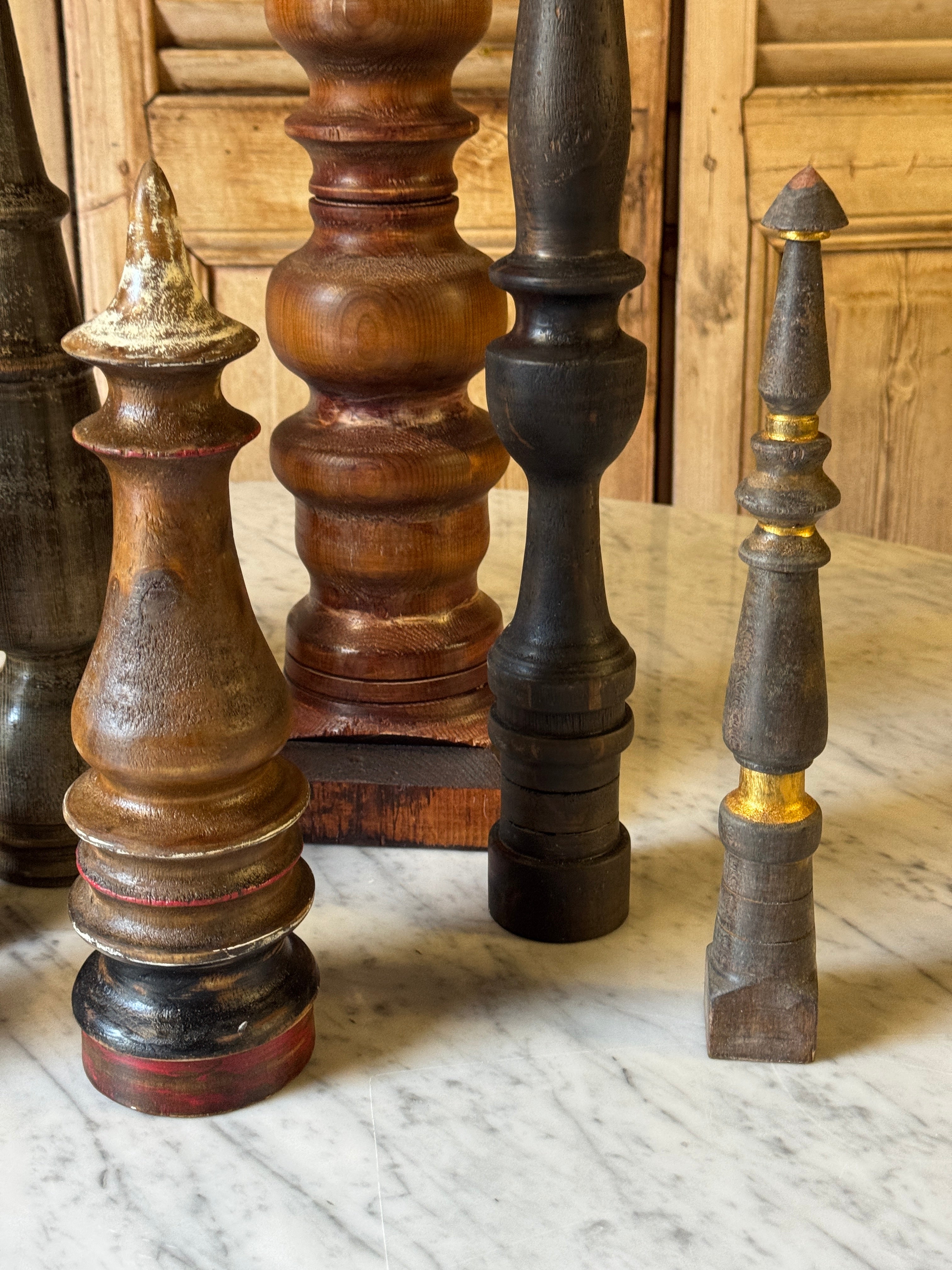 Large Collection of Vintage Turned Timber Decorative Finials – Manor on ...