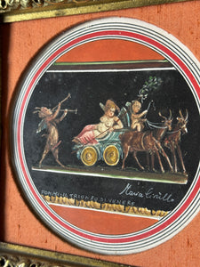 Antique Brass Framed Gouache Painting by Maria Cirillo