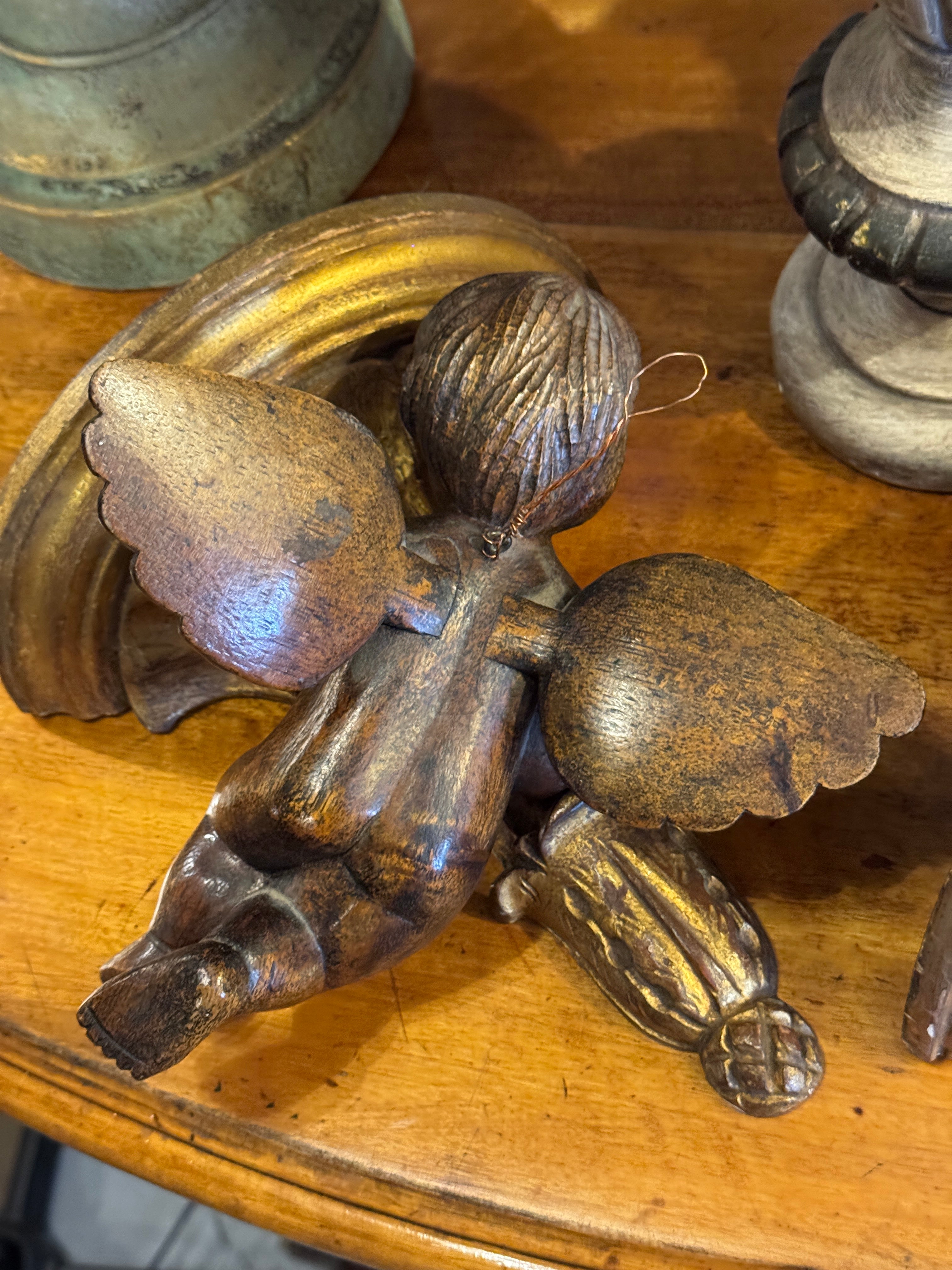 Vintage Hand-Carved Timber Cherub