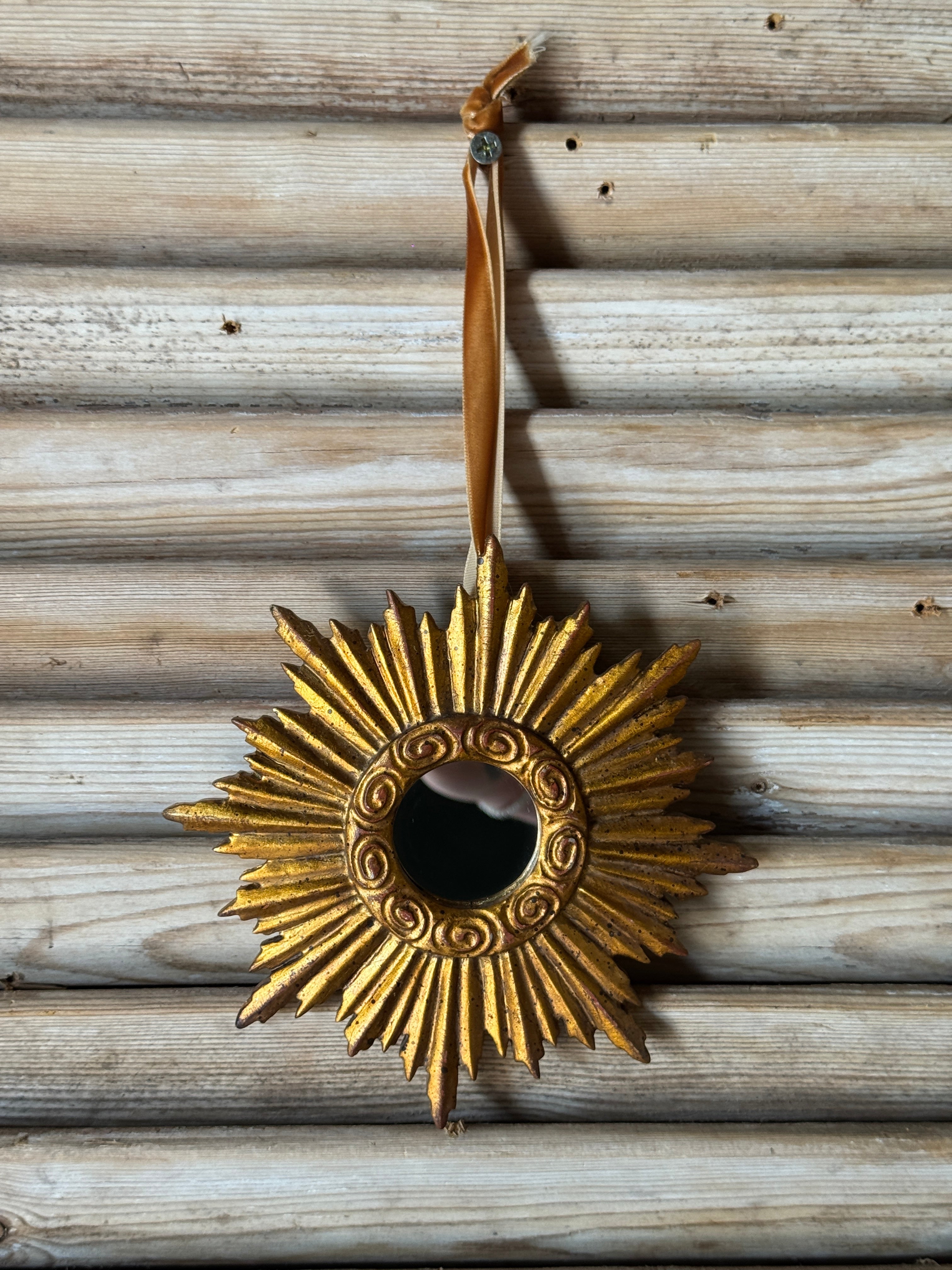 Mini Starburst Renaissance Mirror on Velvet Ribbon